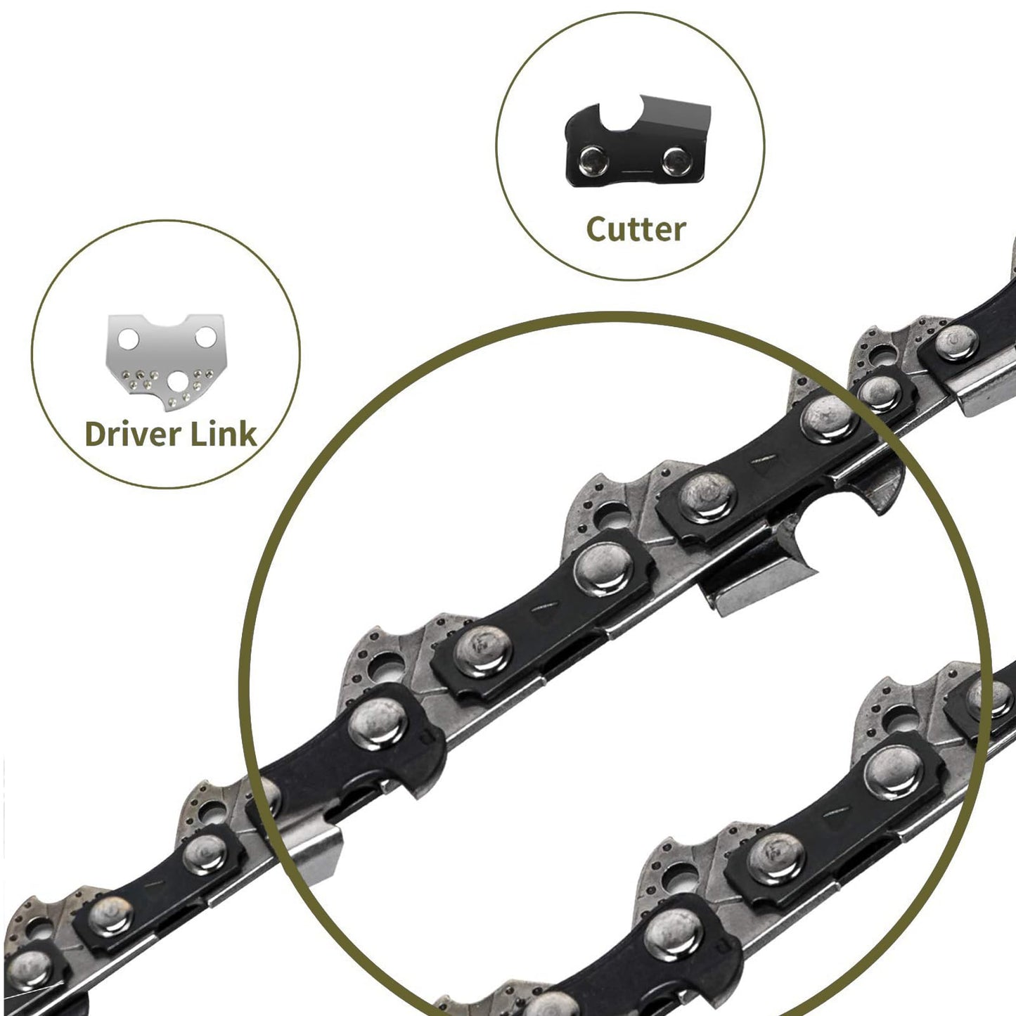 5Pack 16 Inch Chainsaw Chain 56 Drive Links 3/8" LP Pitch .050" Gauge Fits Echo, Homelite, Craftsman, McCulloch, Poulan, Ryobi, Greenworks and More