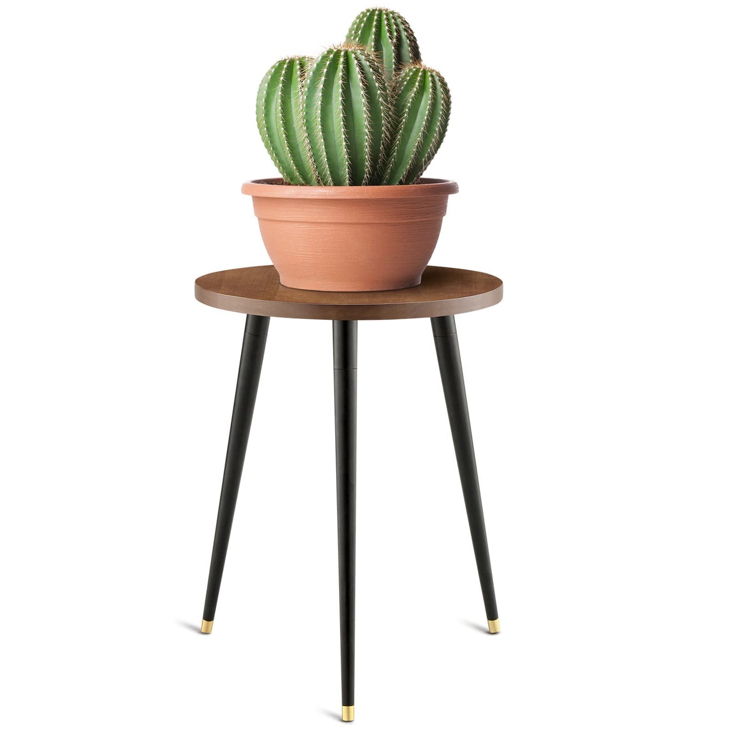 KINNARY Plant Stand Indoor, Mid Century Wood Plant Stand Plant Table for Flower Pots, Heavy Duty Metal Tall Plant Holder, Modern Home Decor Small Round Side End Table (11.8"x16")