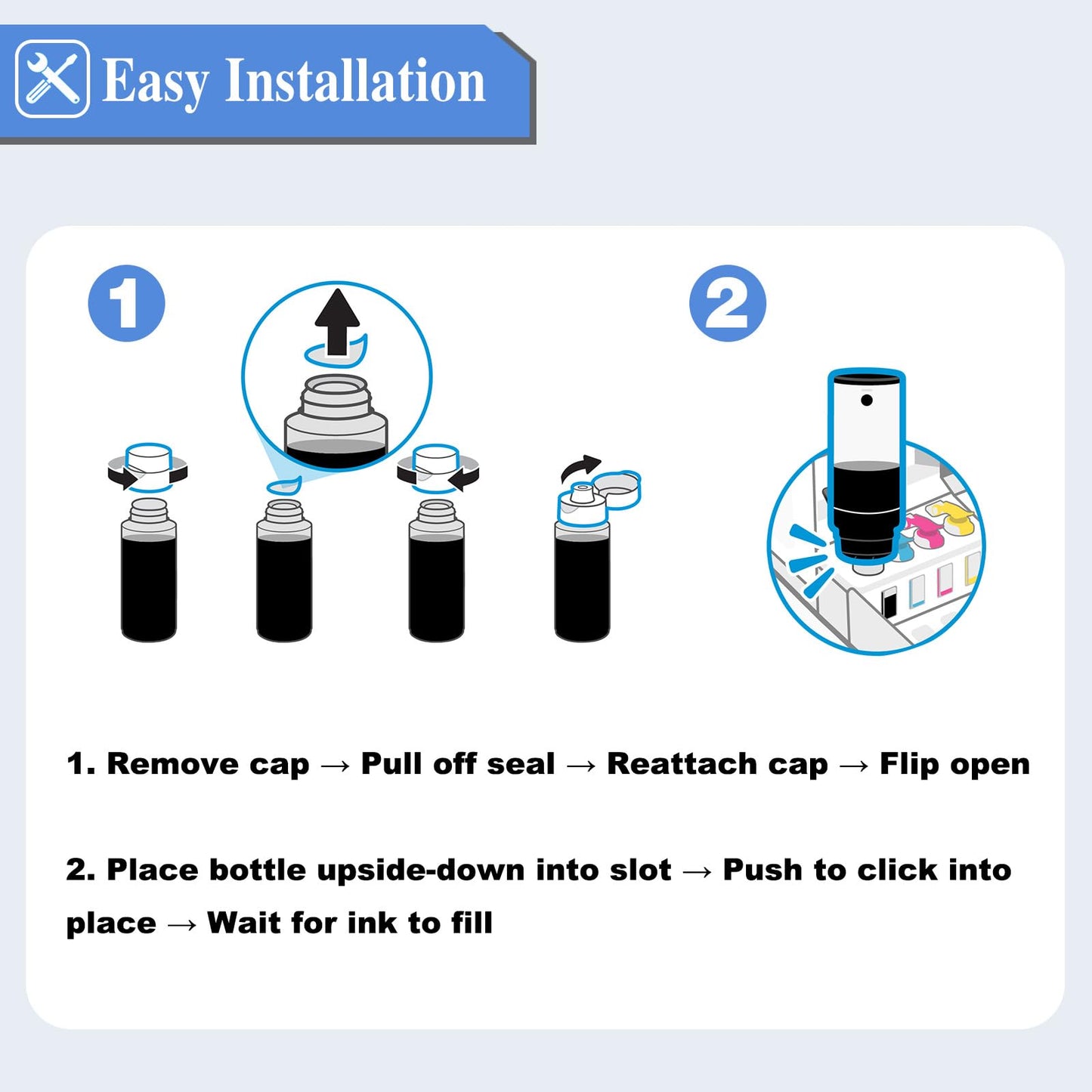 Compatible for HP 31 32XL Ink Bottle Set Compatible with HP Smart Tank 5101 5000 570 7602 6001 7301 7001 Plus 651 551 455 457 450 All-in-One Printer Ink (8-Pack, 2Black 2Cyan 2Magenta 2Yellow)