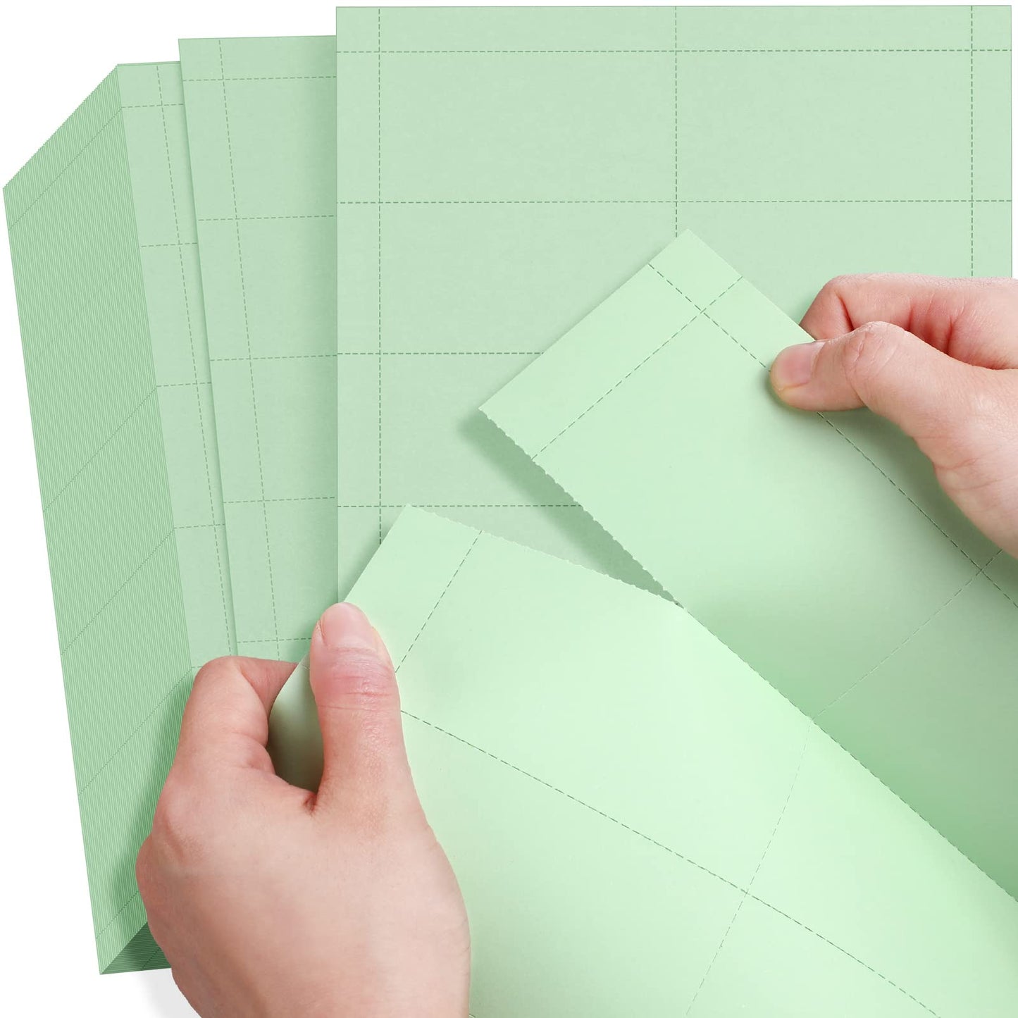 Fainne 2000 Pieces Blank Printable Business Cards Mini Note Index Perforated Card Stock Compatible with Laser and Inkjet Printer Double Sided Printing Paper 10 Cards/Sheet (Light Green)
