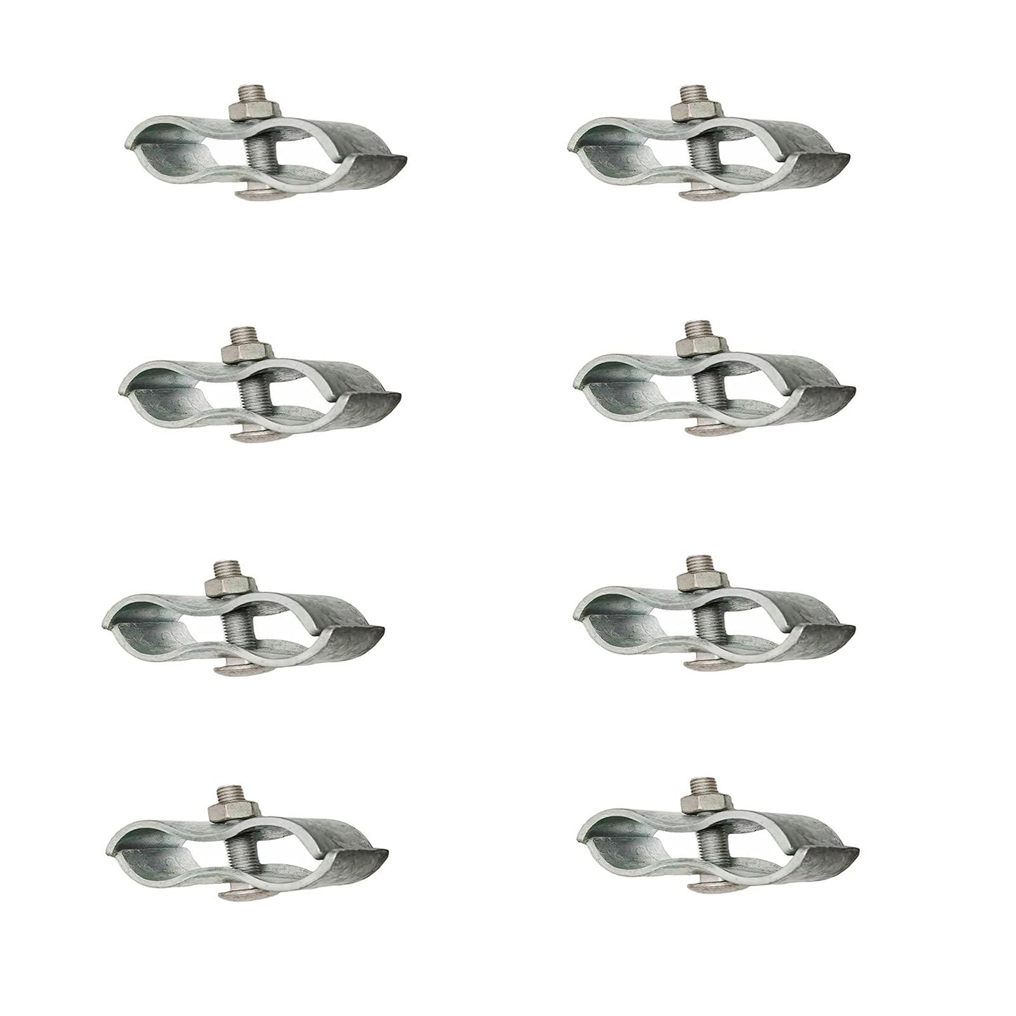Chain Link Fence Panel Clamps for 1-3/8" Pipe Frames - Dog Kennel/Run or Temporary Fence Saddle Clamps (8 Set)