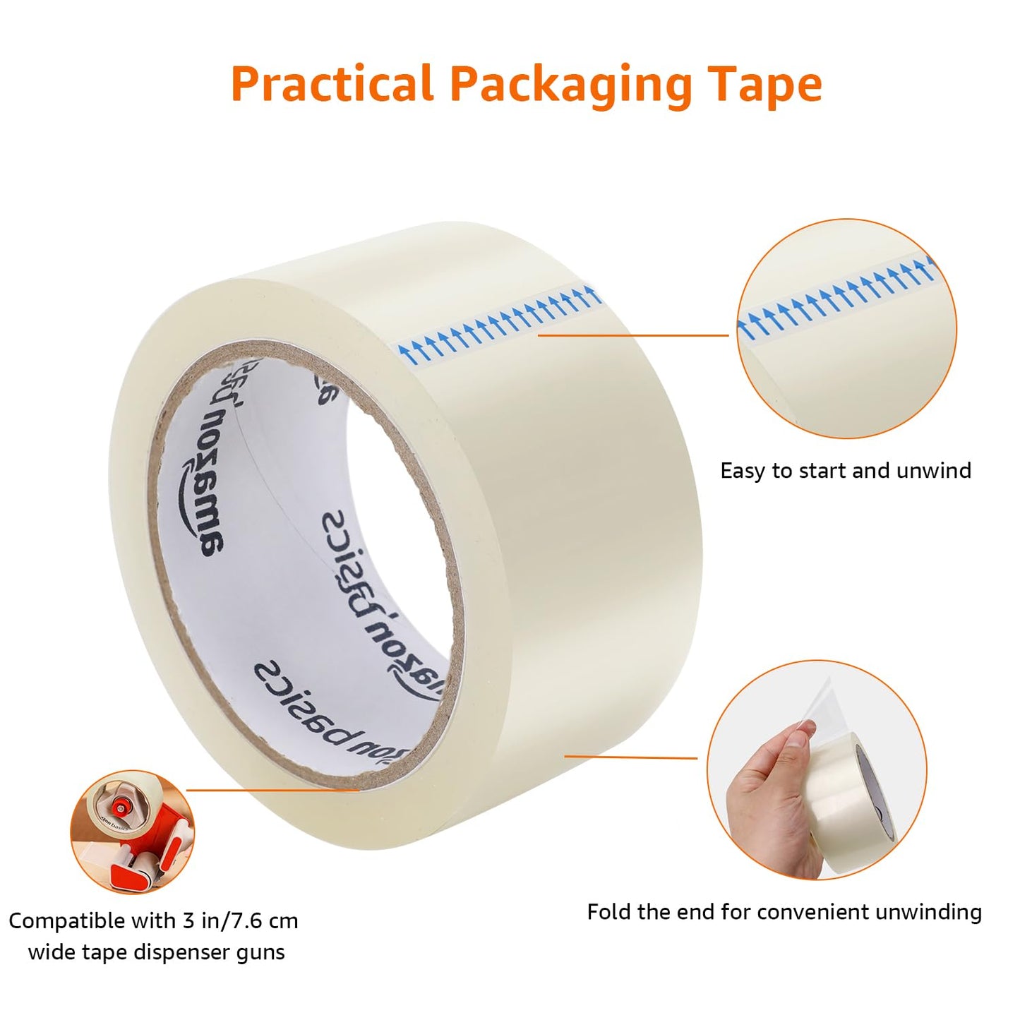 Amazon Basics Packing Tape, 4.7cm x 66m, 0.047mm Thickness (12-Roll), Clear, Ideal for Packaging, Shipping, Moving and Storing