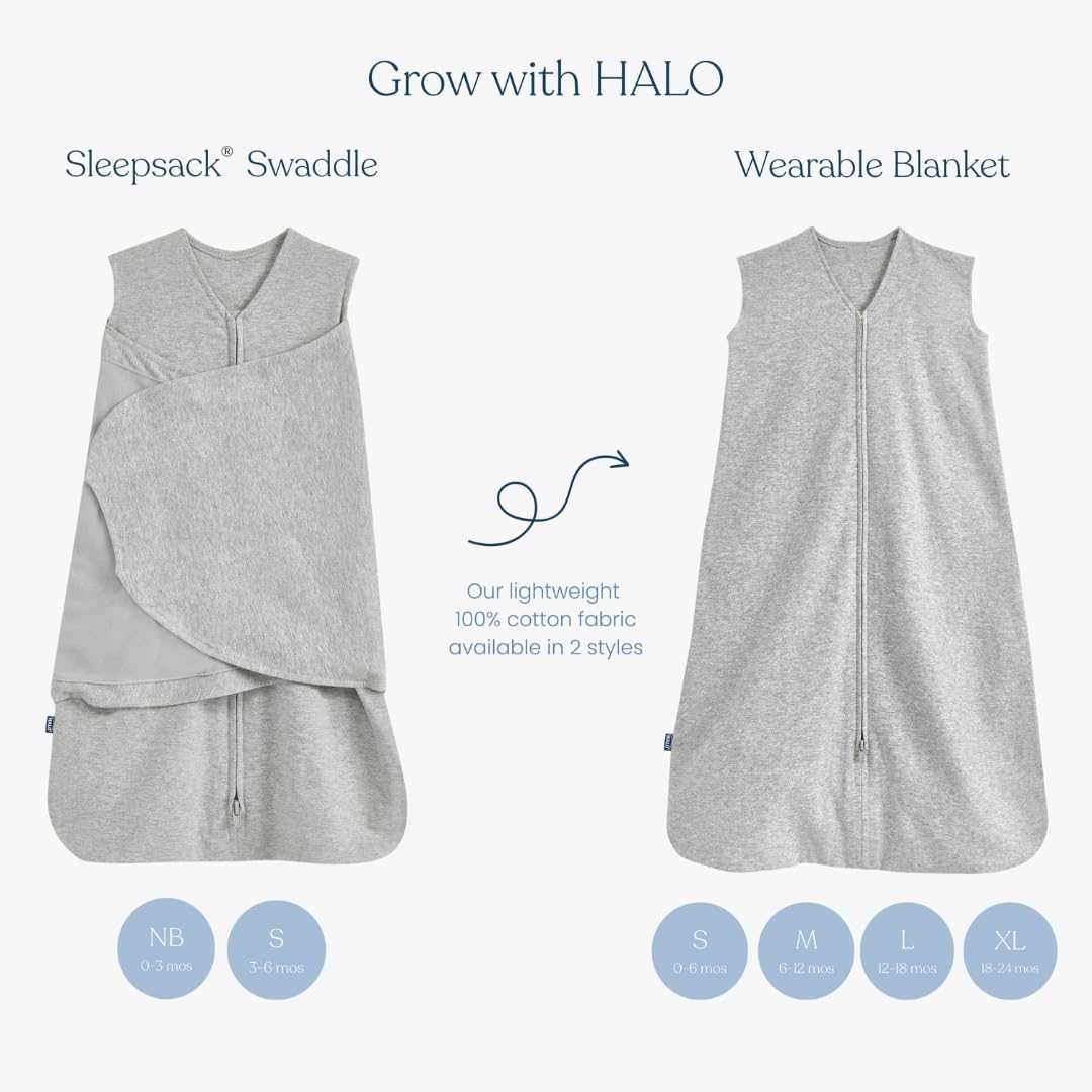 HALO SleepSack 100% Cotton Swaddle, Cream, Newborn
