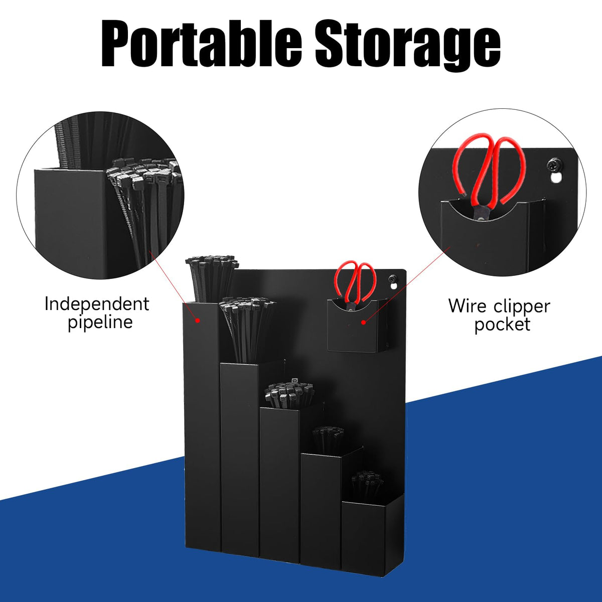 RIMLUFE Cable Zip Tie Storage Holder, Wall Mount Rack Organizers and Storage for Workshop Shed Toolgrid Shop Garage Home,Fit Various Lengths Zip Tie
