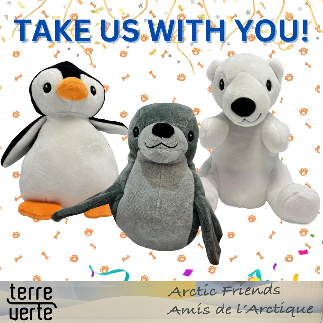 Terre Verte Arctic Friends Dog Plush Toys, Soft, Washable & Durable, Interactive Squeaky Toys, Perfect for Small, Medium, & Large Breeds, Ensuring Endless Entertainment, 3 Pack Cute Dog Plushies