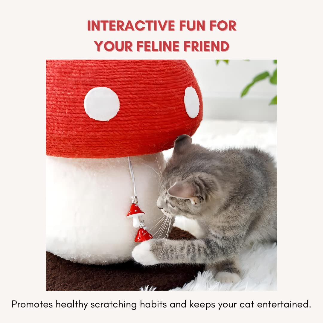 PECHVINO Mushroom Cat Scratching Post - Unique Design, Sisal-Wrapped, Ideal for Medium and Small Cats, No Assembly Required
