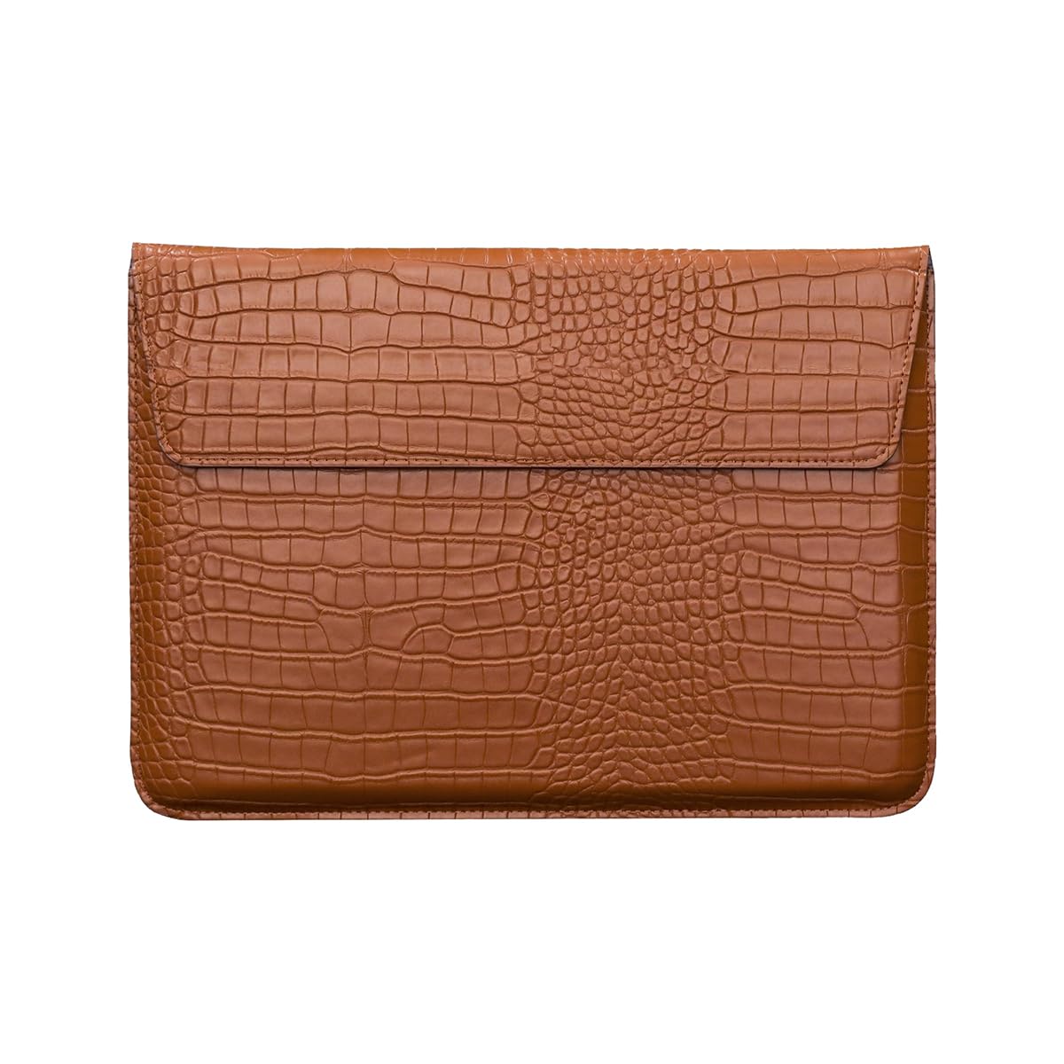 Seanai 15-16 Inch Crocodile Faux Leather Laptop Sleeve Case with Magnetic Closure & Stand Function for MacBook Air 15 Pro 15 Pro 16 M5 M4 M3 M2 M1 A3448 A3241 A2485 A3428 A3429 (2019-2026), Brown
