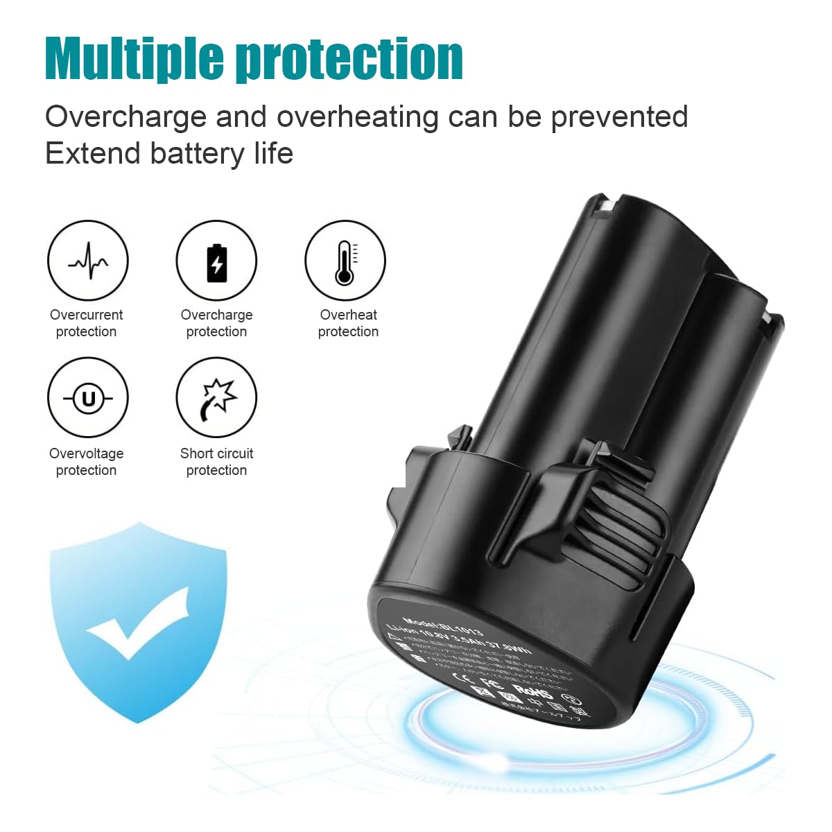 2Pack 10.8V 3600mAh Li-ion Battery for Makita BL1013 Battery Makit BL1014 Battery 195332-9 194550-6 DF330D LCT203W Cordless Tool for Makita 10.8V Battery
