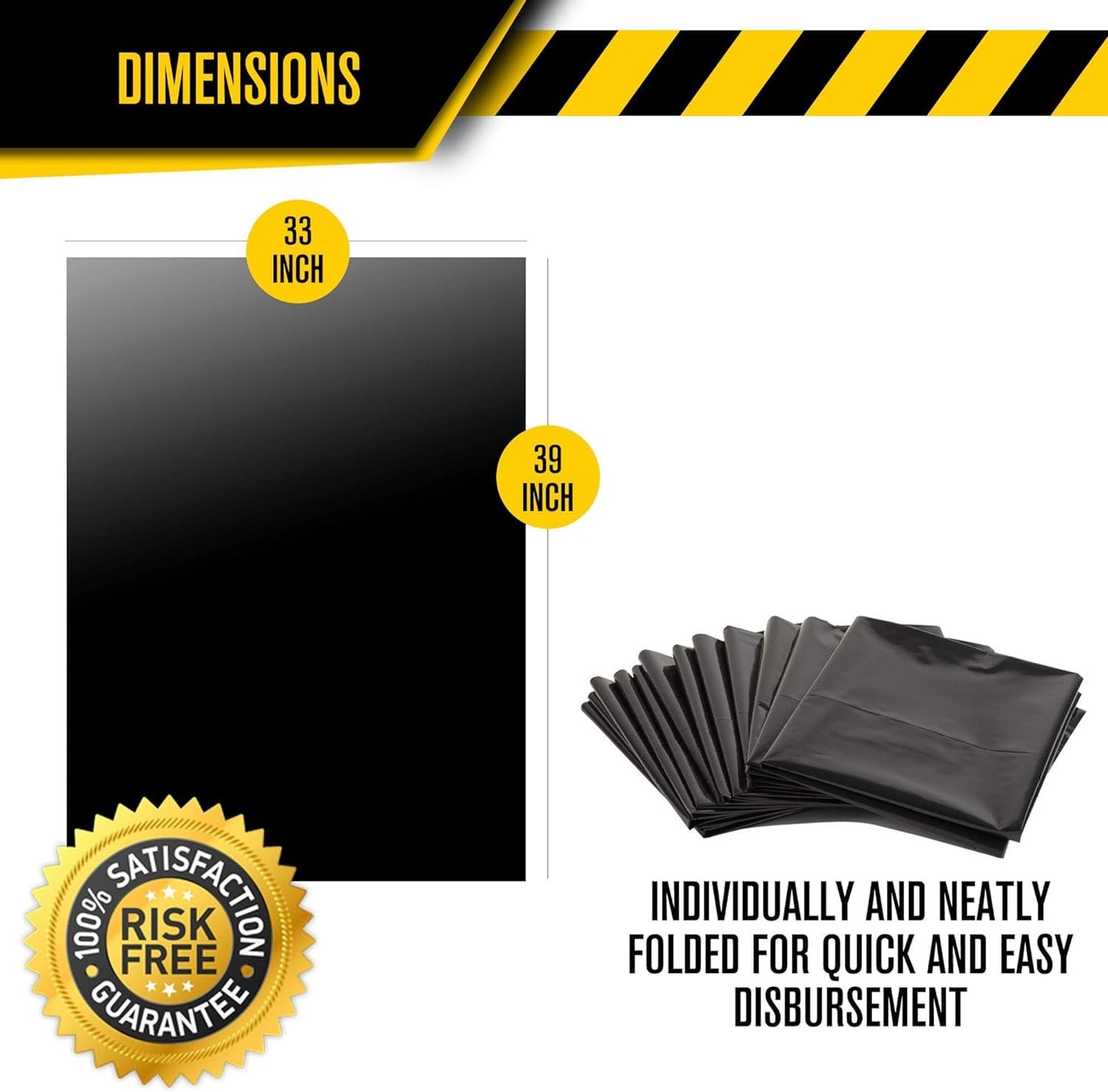 Aluf Plastics 792763 Ultrasac Heavy Duty Professional Quality Trash Bag, 33 Gallon Capacity, 39" Length x 33" Width, Large, Black (Case of 100)