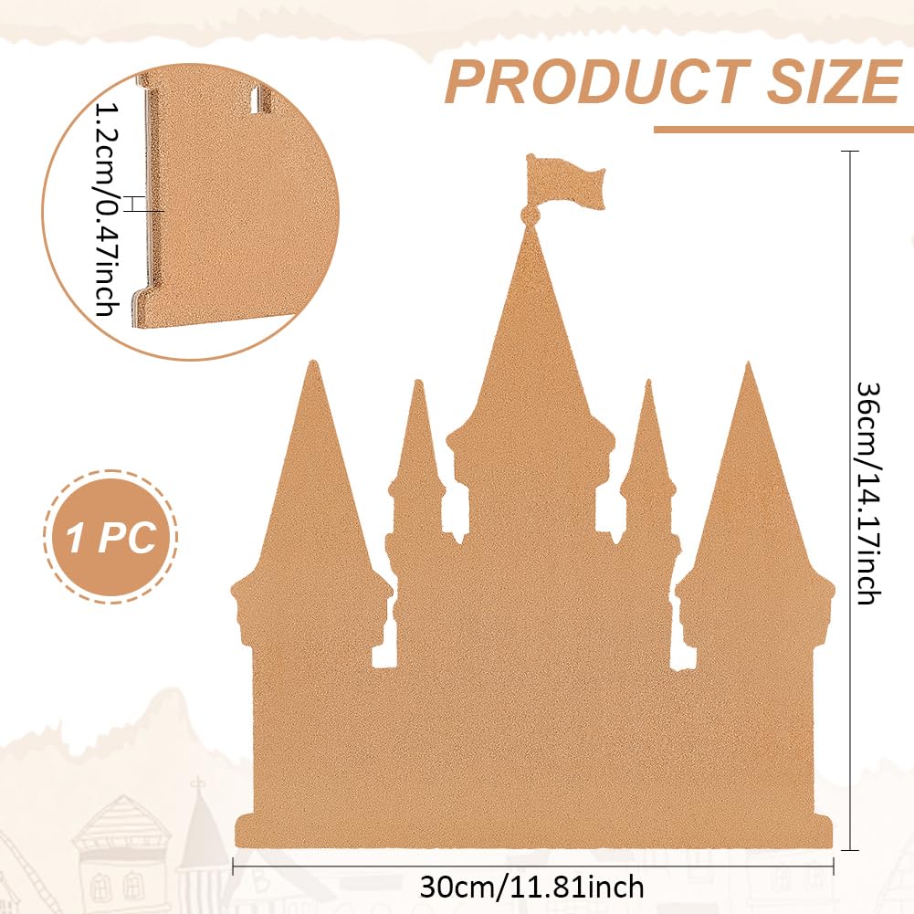 BENECREAT Castle Pin Board Cork Board, 15.6x13.6 Inch Bulletin Display Board Brooch Jewelry Display Cork Tray for Brooch Pin Collection Display, Office Home and School Decor