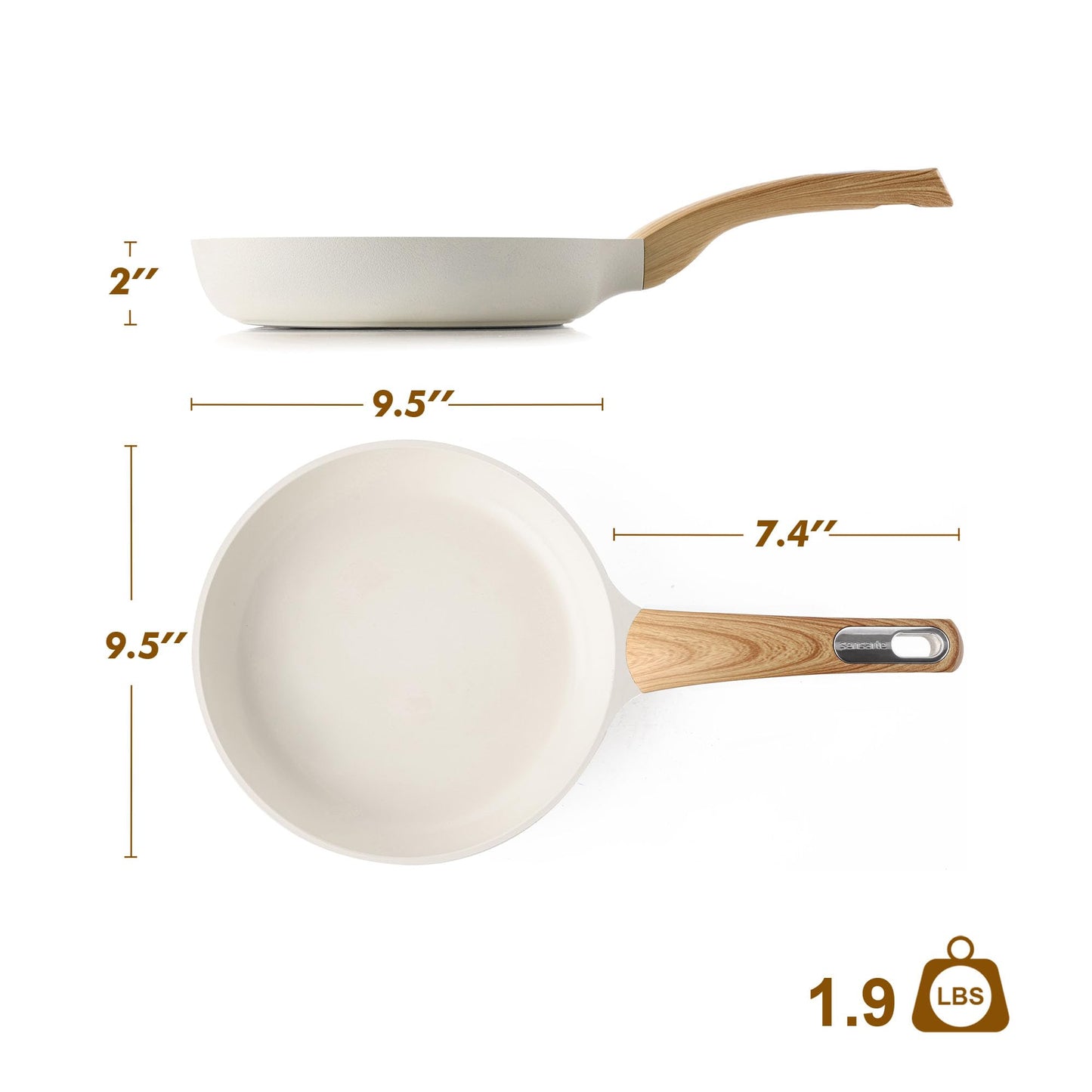SENSARTE Ceramic Nonstick Frying Pan Skillet 9.5Inch Non Stick Omelette Pans, Non-Toxic Healthy Kitchen Cooking Chef's Pan, Free of Intentionally Added PFOA/PFAS/PTFE, Induction Compatible, White