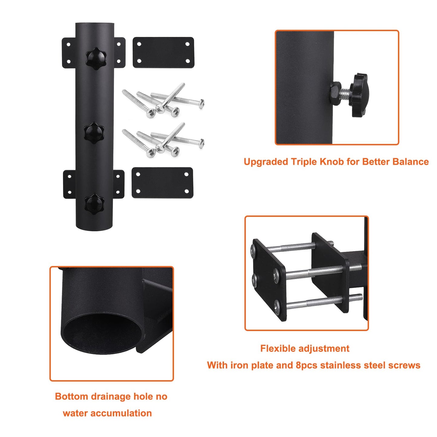 VANROUG Heavy Duty Parasol Holder Patio Umbrella Stand Mount Umbrella Stand Bench Buddy Umbrella Holder Fixed Clip Umbrella Clamp for Deck,Railings,Beach Courtyard Balcony,Boats,Tailgates