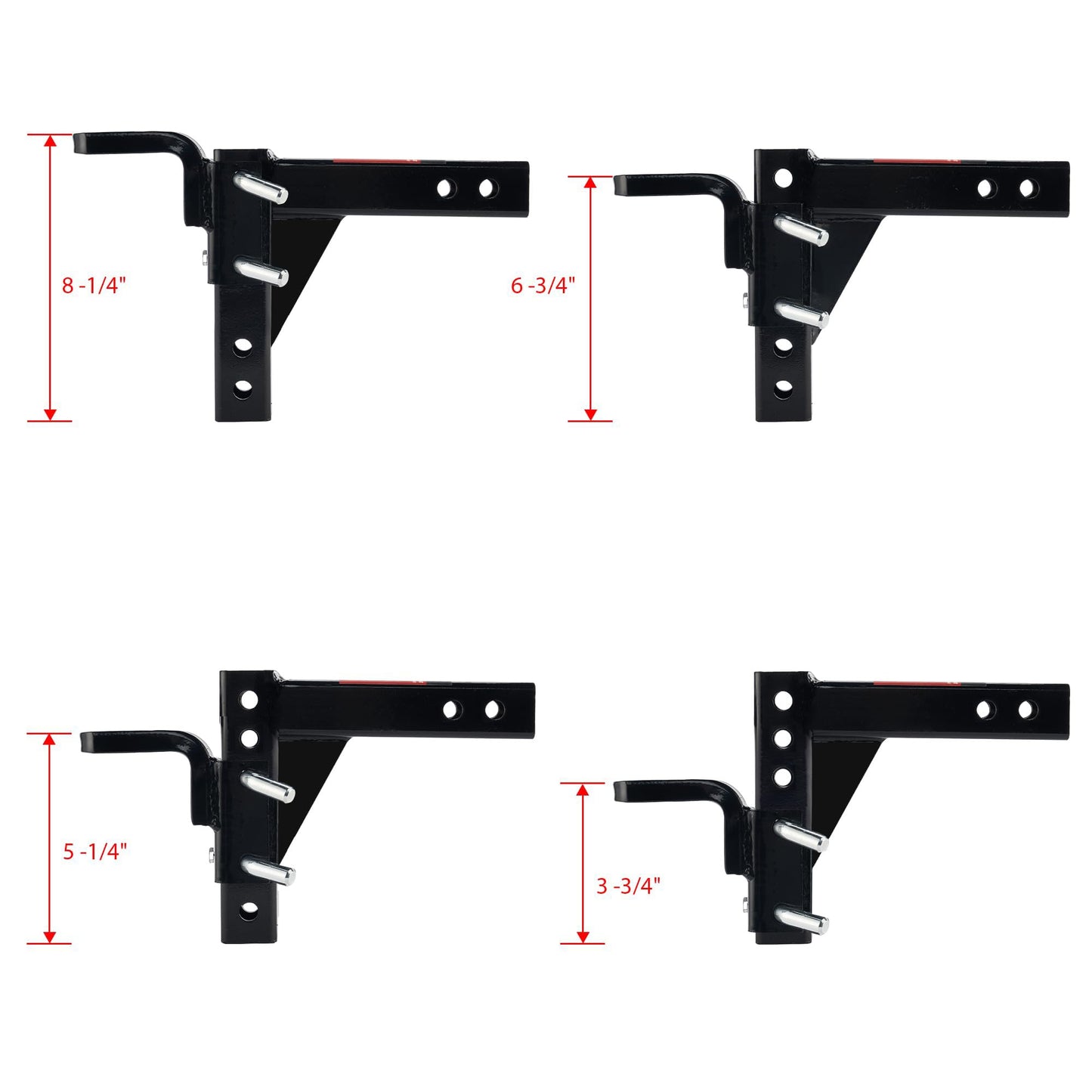 TYT Adjustable Trailer Hitch Ball Mount, 6-Position Tow Hitch, Fits 2-Inch Receiver, with 1" Hitch Ball Hole, 9-1/2" Drop & 8-1/4" Rise Drop Hitch, 7500 lbs