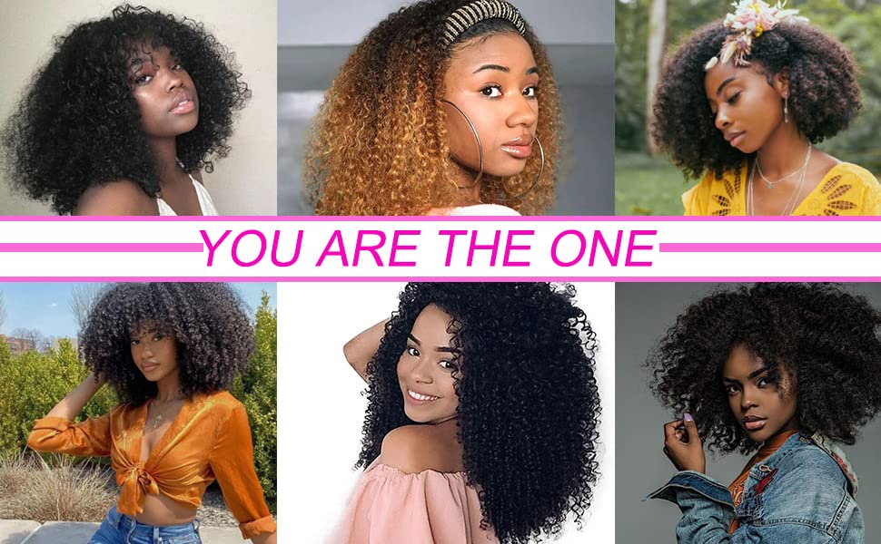 Kabadu Hair 9a Grade Clip In Hair Mongolian Afro Kinky Curly Clip In hair 8pcs 18clips/set Mongolian Virgin Human Hair Clip Ins Natural Black Color (1 bundle 10inch, natural black)
