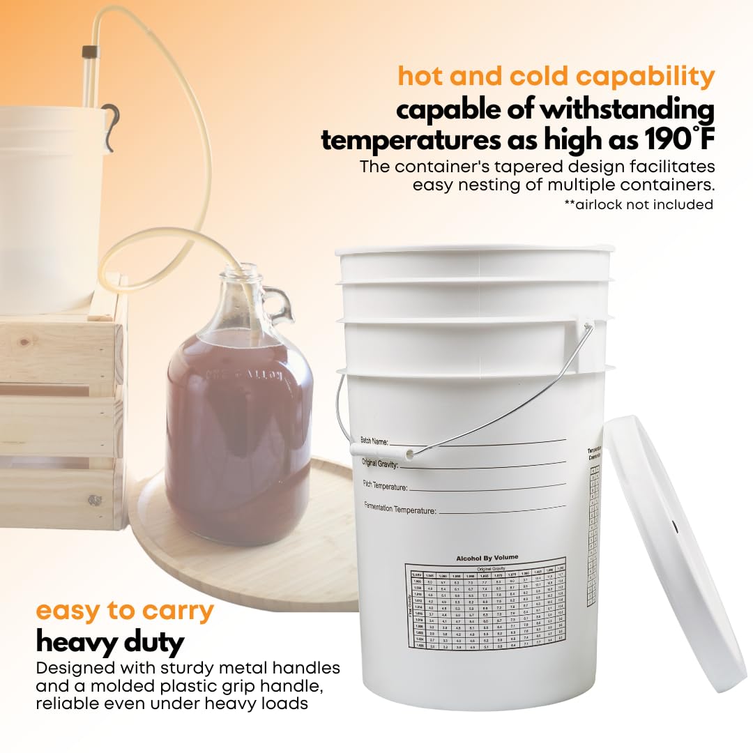 Fasttrack Fermentation Bucket,Home Brewing Wine Fermenter,6.5 Gallon Fermenting Bucket with Lid,100% Food Grade-BPA Free Fermenting Bucket for Your Beer, Wine or Any Other Fermented Beverage