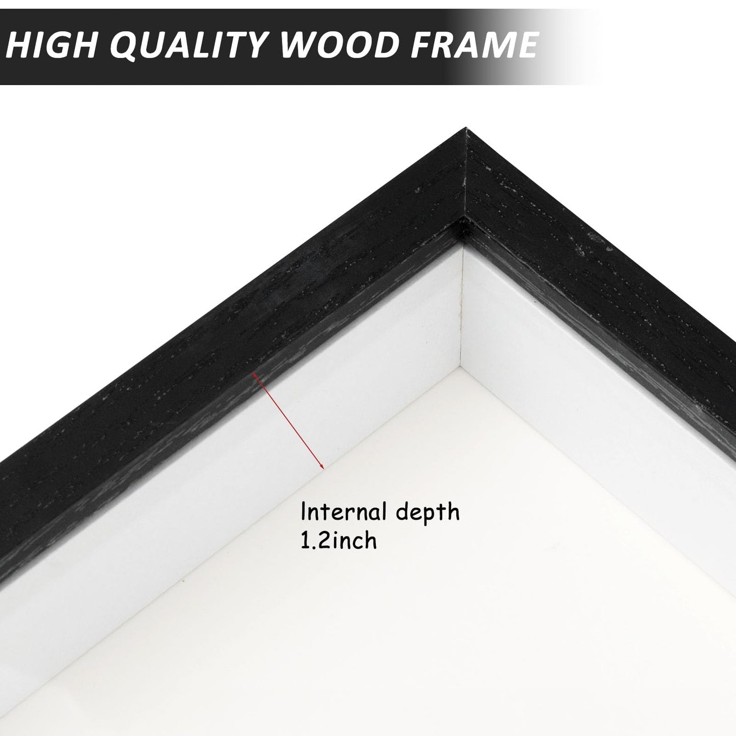6 Pieces 8 x 8 Inches Shadow Box Frame Black Wood Shadow Boxes Display Cases, 1.2 Inch Interior Depth Shadow Box for Wall and Tabletop Display Ideal for Memorabilia, Pictures, Flowers, Medals, Tickets