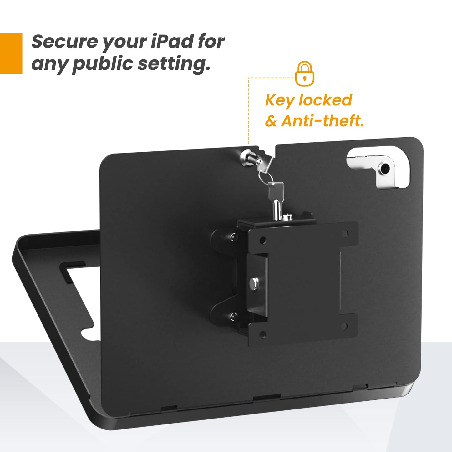 Beelta Tablet Wall Mount Compatible with 10.2 inch iPad 7 8 9 Gen, Lockable Secure Wall Mount