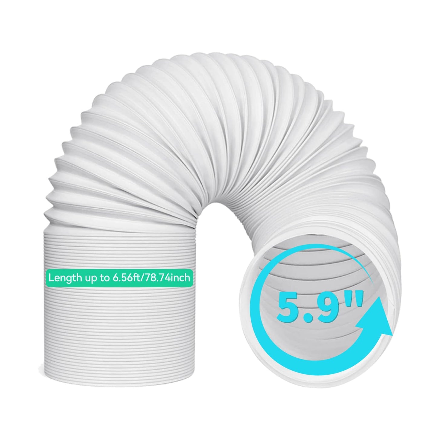 Portable Air Conditioner Hose Exhaust: Universal AC Exhaust Replacement 5.9 Inch （6”） Diameter Length to 6.56ft Counterclockwise Qoosea Air Conditioner Parts Suitable for Most Portable AC (Ivory)