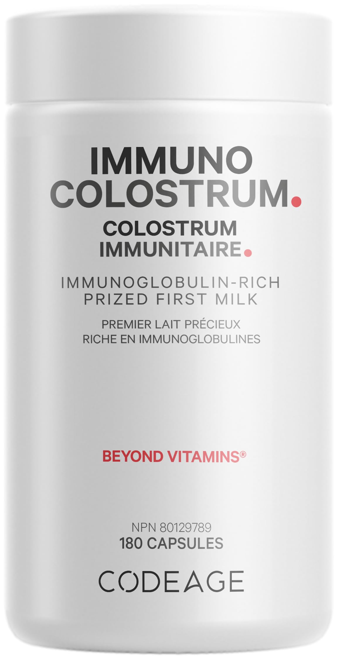 Codeage Immuno Colostrum Supplement - Grass-Fed Bovine Colostrum Pills - Freeze-Dried - Prized First Milk Rich in Immunoglobulins - Cow Colostrum - Colostrum Milk Powder - Non-GMO - 180 Capsules