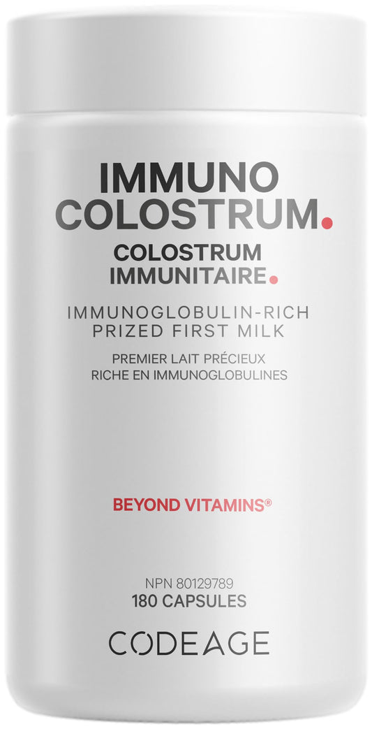 Codeage Immuno Colostrum Supplement - Grass-Fed Bovine Colostrum Pills - Freeze-Dried - Prized First Milk Rich in Immunoglobulins - Cow Colostrum - Colostrum Milk Powder - Non-GMO - 180 Capsules