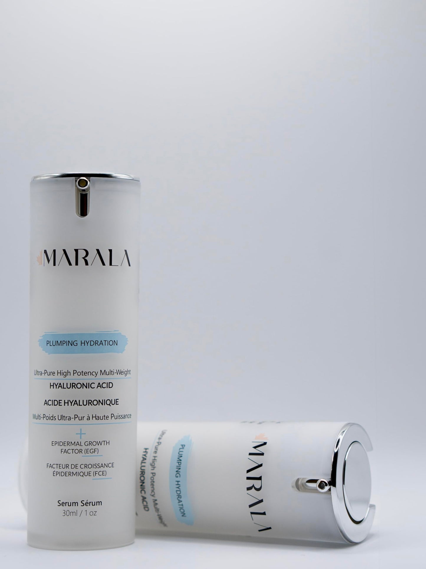 The Serum by Marala Clean & Natural Ingredients For Radiant, Healthy Skin. Professional grade skincare with active ingredients: Multi Weight Hyaluronic Acid and Epidermal Growth Factor Peptides; 30 ml / 1oz