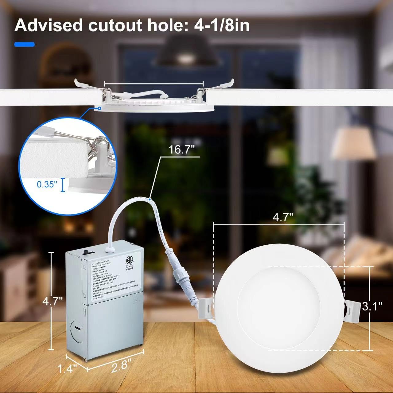 INCARLED 4 Inch LED Recessed Lights with Night Light, 9W 750LM, 4Pack Dimmable Ceiling Pot Lights, Easy Install, ETL Listed