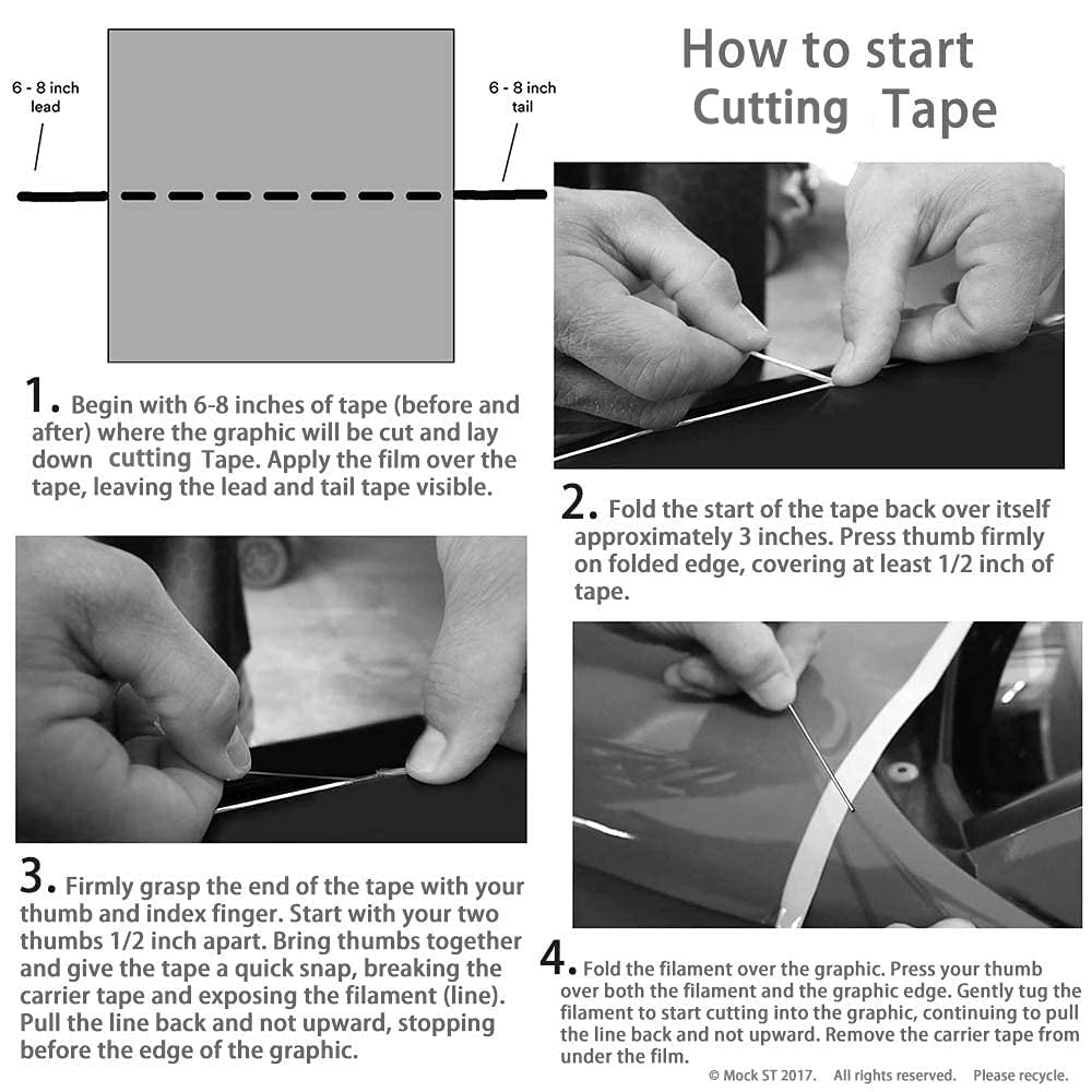 MOCK ST No-Knife Tape Design Line Finish Line Vinyl Wrap Cutting Tape (2-Pack of 50m)