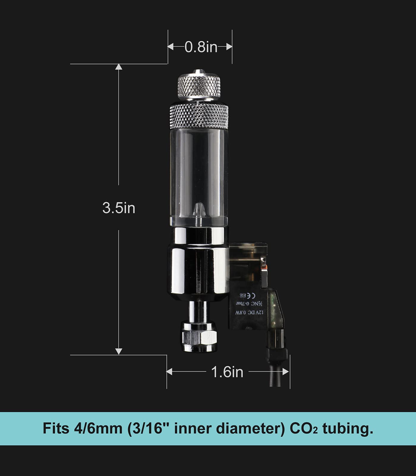 Clscea CO2 Bubble Counter with Solenoid Valve and Check Valve for CO2 Generator Regulator Planted Aquarium Screw Connection