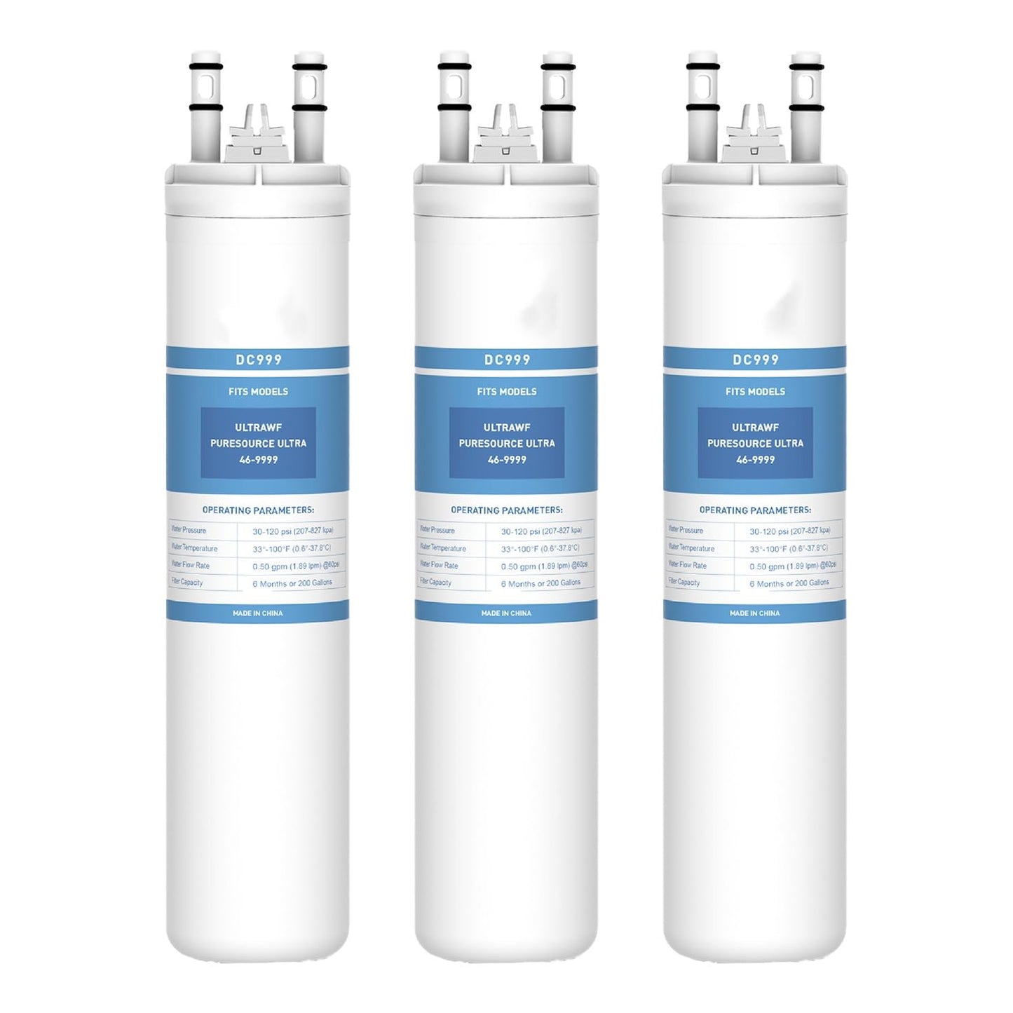 Compatible with ULTRAWF, Puresource Ultra, Kenmore 9999, 469999, A0094E28261, 242017801, 242017800, Refrigerator Water Filter, Height 11 inches, 3 Pack
