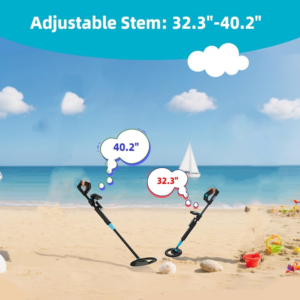 allsun TS20B Waterproof Metal Detector Junior Beginner Kids Underwater Beach Yard Ground Handheld Metal Detector LCD Adjustable Length Gold Hunter Searching