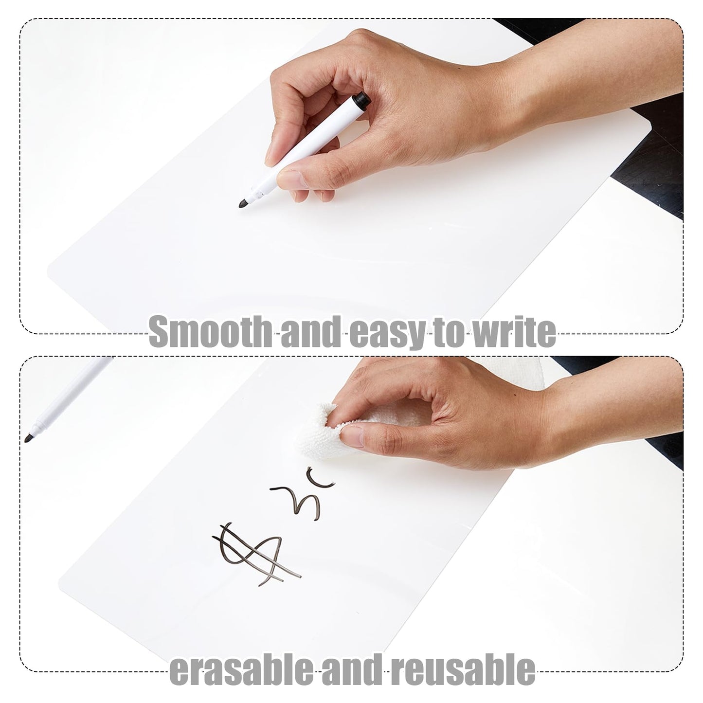 Suzile 4 Pcs 11 x 7 Inch Acrylic Sign Holder with Clamp Clip on Double Head Swivel Sign Rotating Price Holder Display White Erasable Merchandise Sign Display Clip for Supermarket Business Store