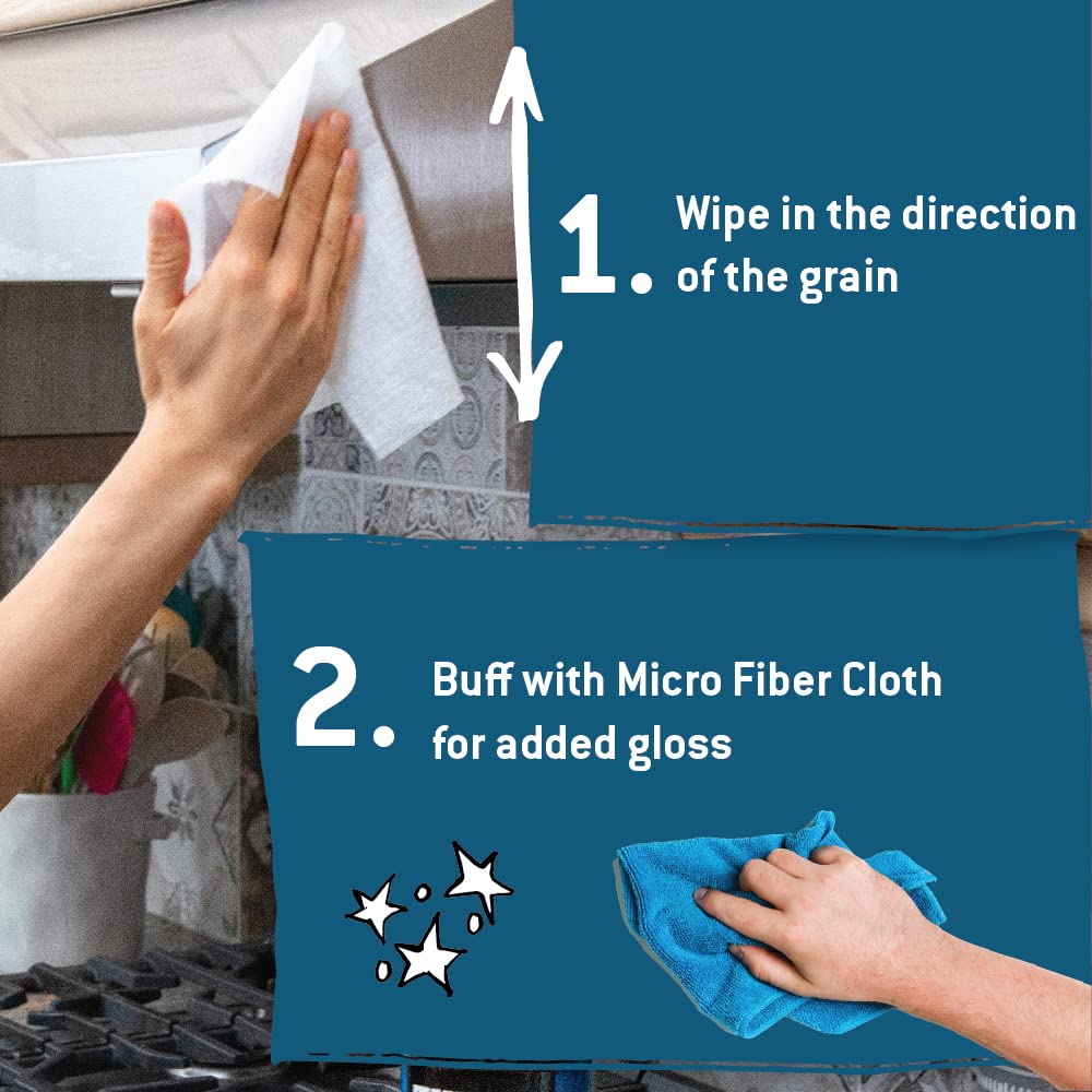 Tub O' Towels Heavy Duty Stainless Steel Cleaner Wipes, 40 Count, 2 Pack, with 12” x 12: Micro Fiber Cloth