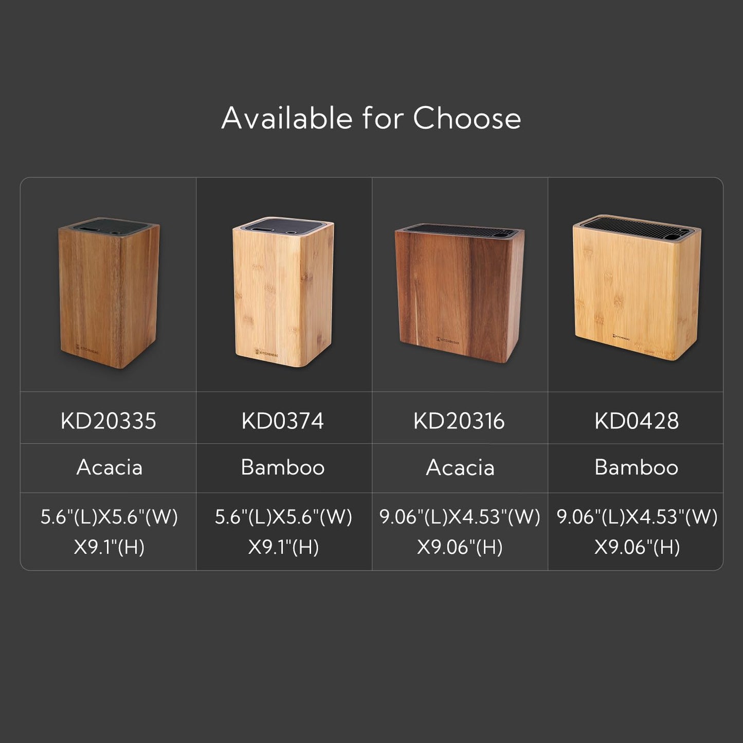 KITCHENDAO XL Acacia Wood Universal Knife Block Holder with Slots for Scissors and Sharpening Rod, Safe, Space Saver Knives Storage Stand Display Without Knives, Unique Slot Design to Protect Blade