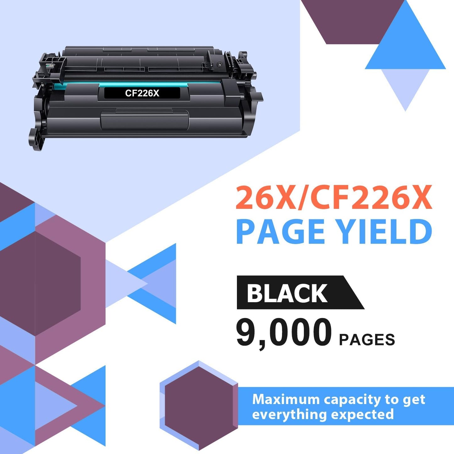 26X 26A Black Toner Cartridge 2 Pack Compatible Replacement for HP 26X 26A CF226A CF226X Toner for HP Pro MFP M426fdw M426fdn M426dw Pro M402dn M402n M402dw M402 M426 Series Printer Ink