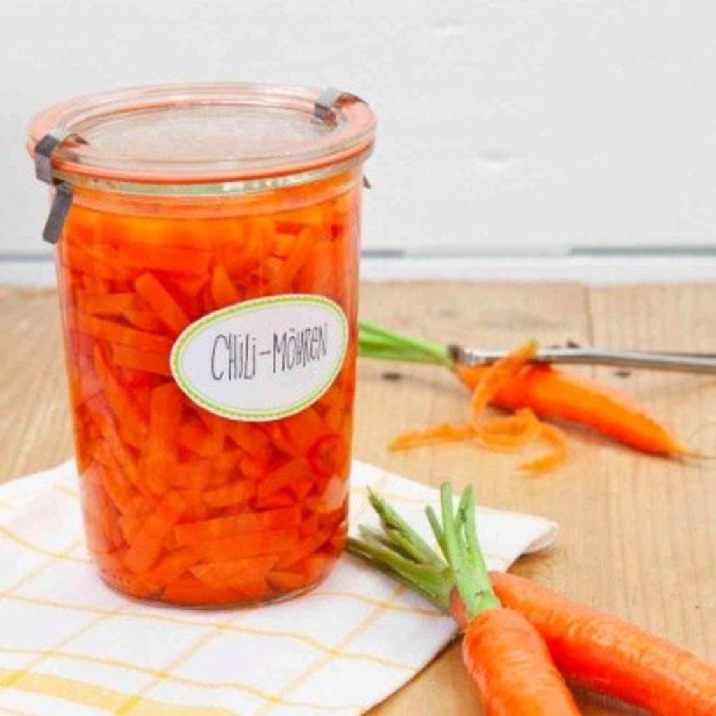 Weck Canning Jars 743 - Transparent Glass Eco-Friendly Canning Jars - Airtight Seal - 3/4 Liter Tall Jars (2 Pack)