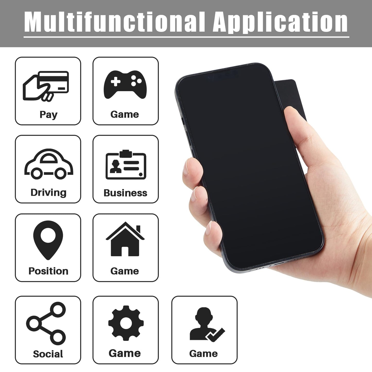 Xuhal 100 Pcs Black NFC Cards Blank Tags 504 Bytes Digital Programmable Business Cards Chip Compatible with NFC Enabled Mobile Phones & Devices