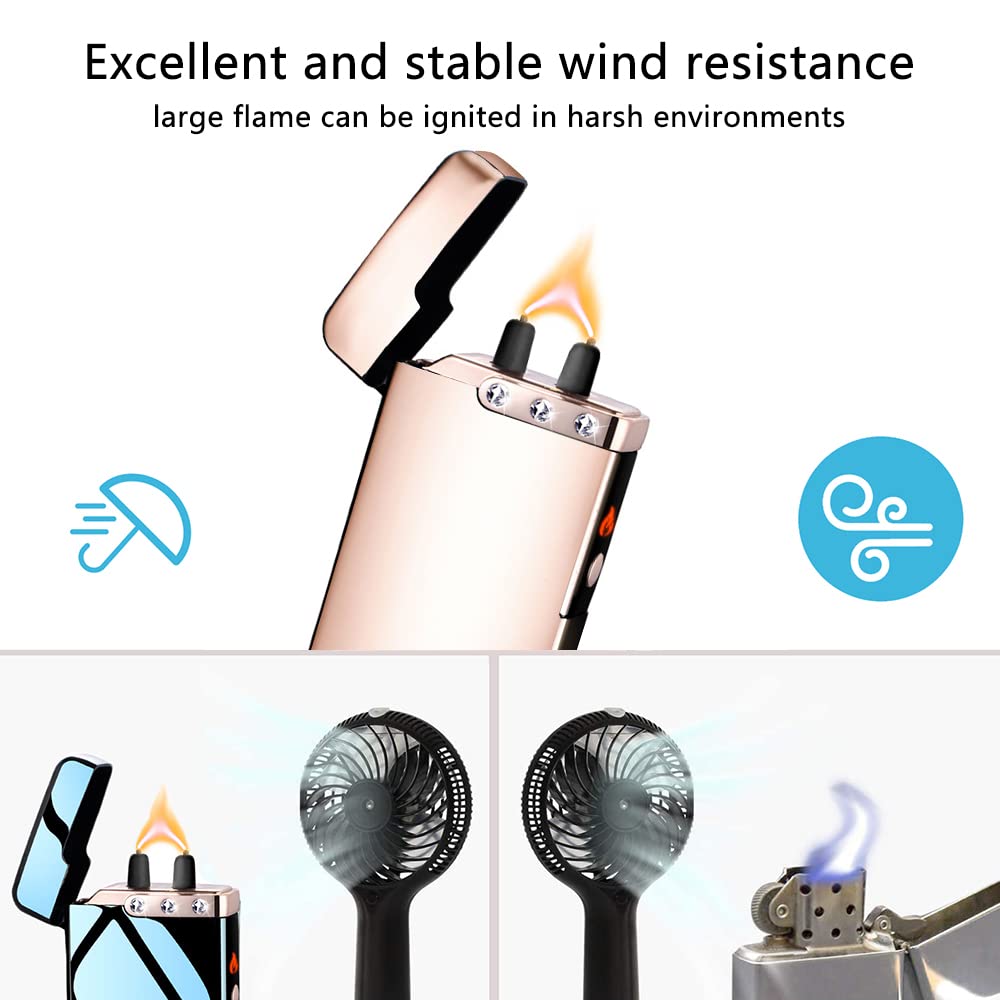 RSBYE Electric Lighter USB Rechargeable Windproof Flame Plasma Lighters with LED Battery Indicator for Indoor Outdoor (Rose Gold)