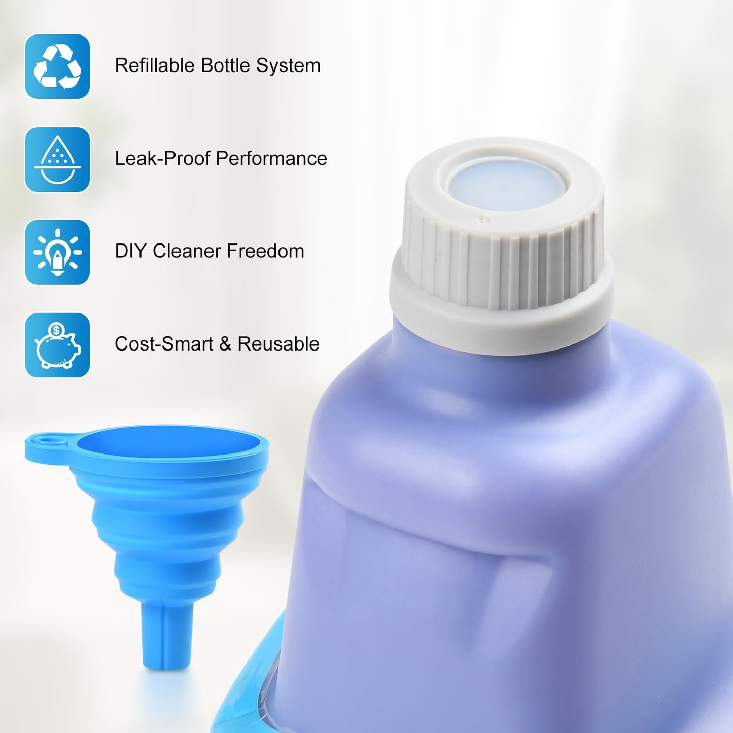 Bisenkud 2 Pack Refillable Bottle for Swiffer Wet Jet Mop - 500ml /17 FL OZ - Leak-Proof HDPE Solution Bottle, Empty，Not for Power mop
