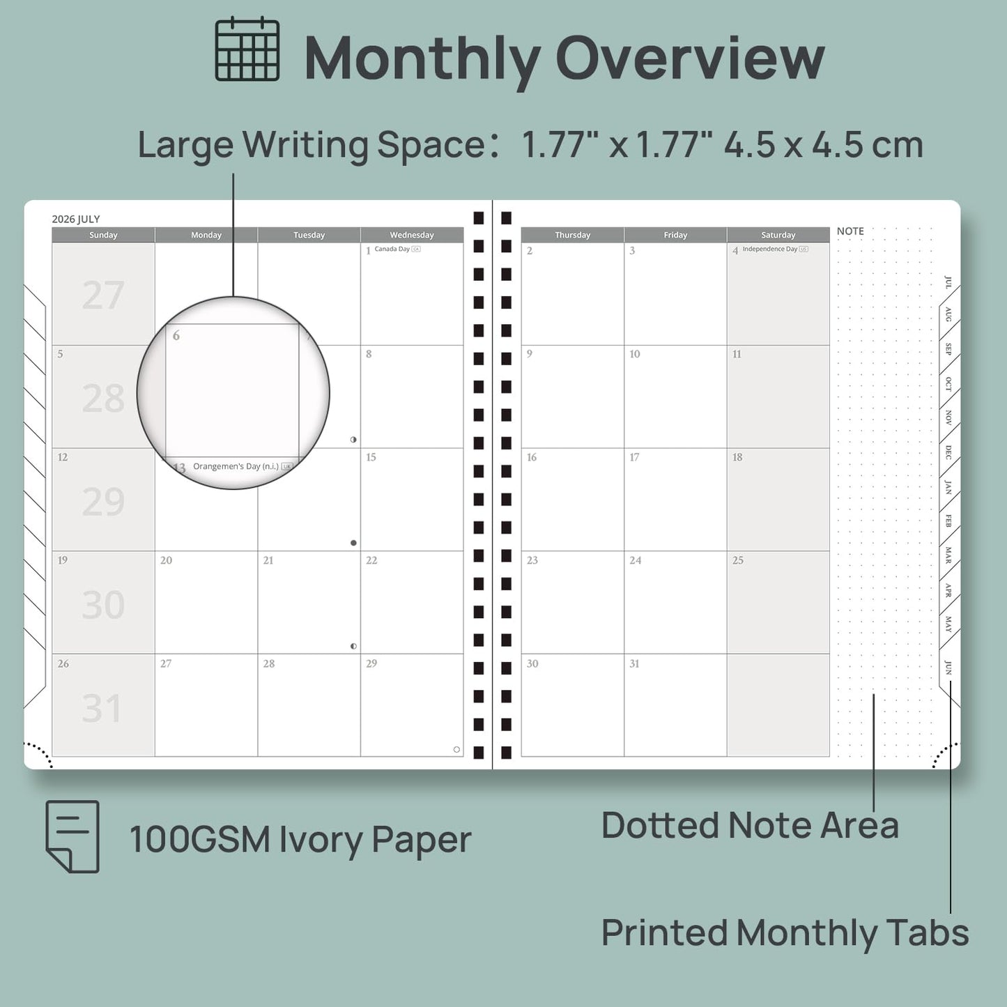 POPRUN Agenda 2026-2027 Weekly Planner Notebook (Large-8.5" x 10.5") Academic Calendar (JUL.26 - JUN.27) Appointment Book with Monthly Tabs, Inner Pocket, Spiral Soft Cover, 100 GSM - Brown