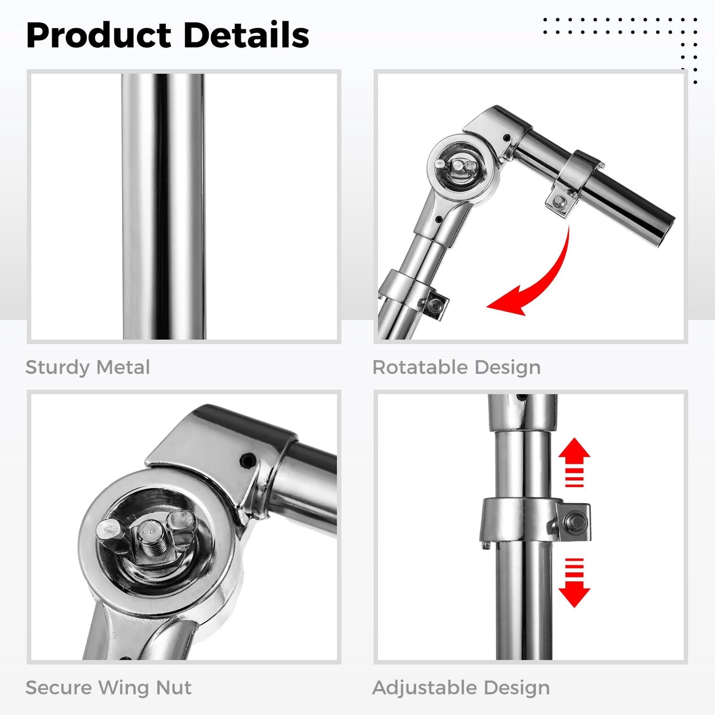 2 PCS Tom Drum Brackets, Tom Mount Holder Arm, Adjustable Tom Mounting Holder, Sturdy Metal Tom Drum Replacement Stand, Stable Support for Tom Drums, Percussion Instrument Accessories