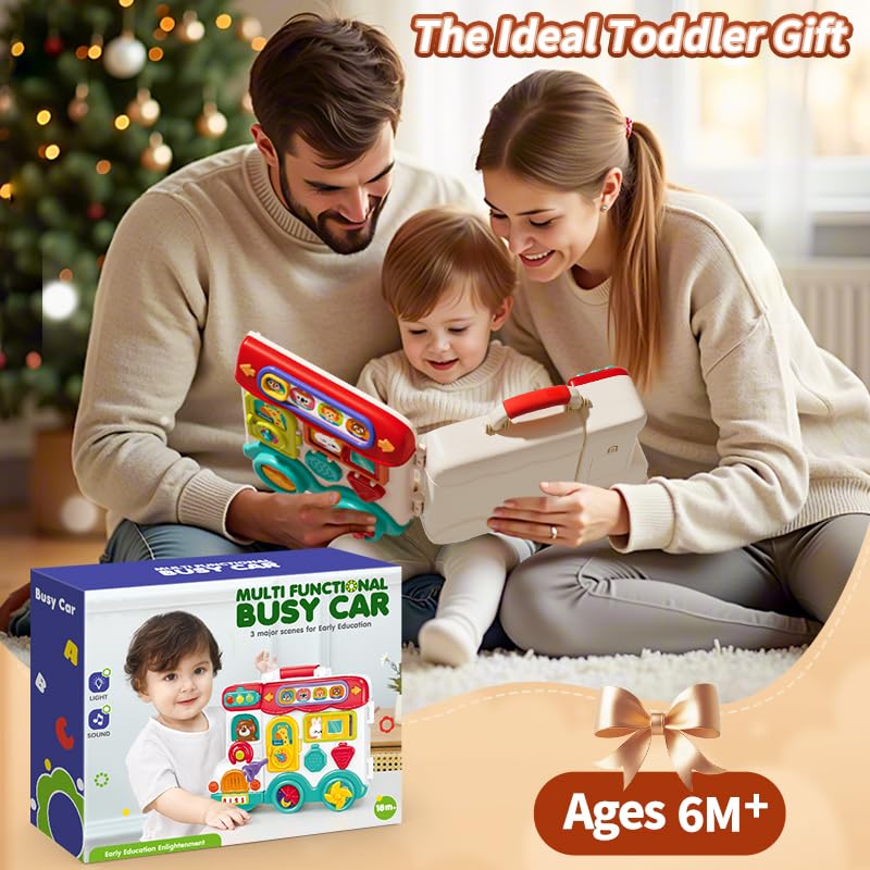 Busy Board for 1 Year Old Boys, Montessori Toys for Toddler 1-3, Early Musical Educational Toy for 12-18 Month, Ideas Birthday for 1 2 3 Year Old Boys Girls