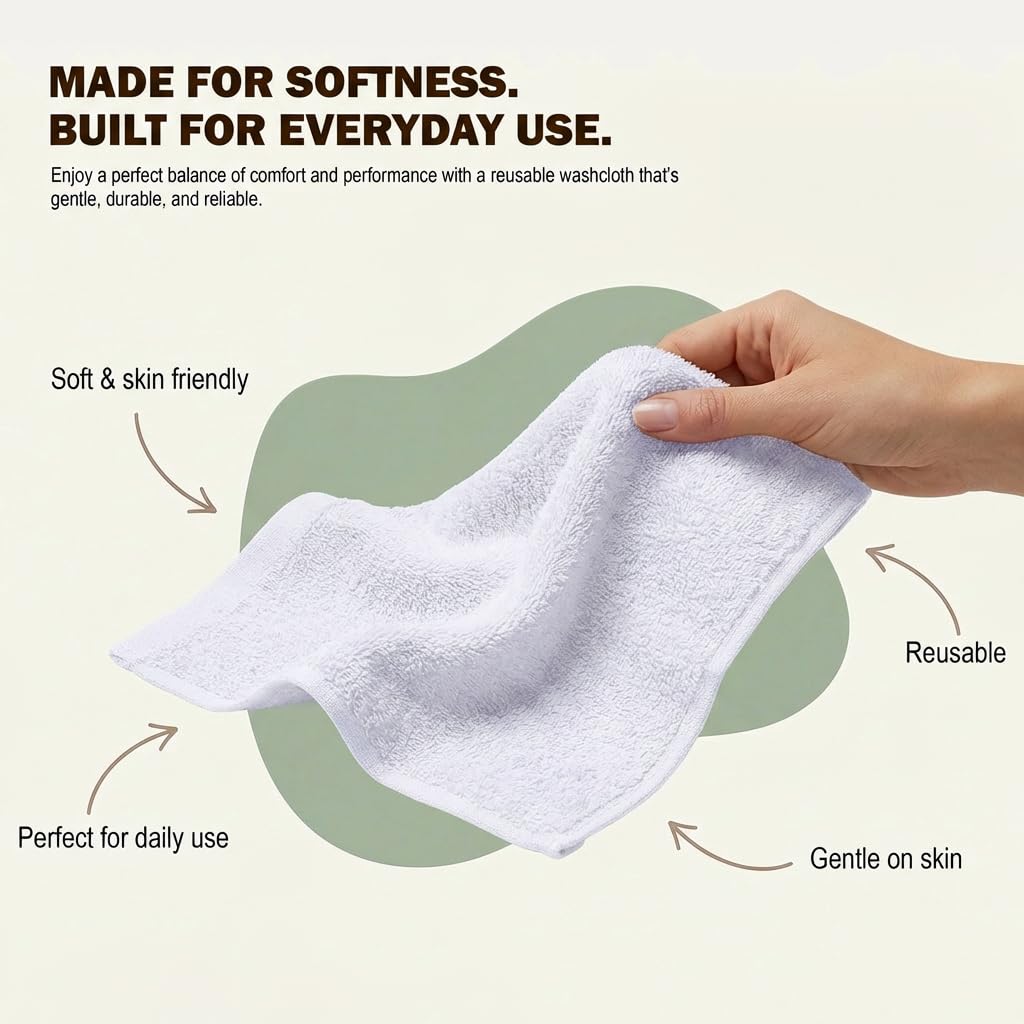Utopia Towels - Cotton Washcloths Set - 100% Ring Spun Cotton, Premium Quality Flannel Face Cloths, Highly Absorbent and Soft Feel Fingertip Towels (60 Pack, White)
