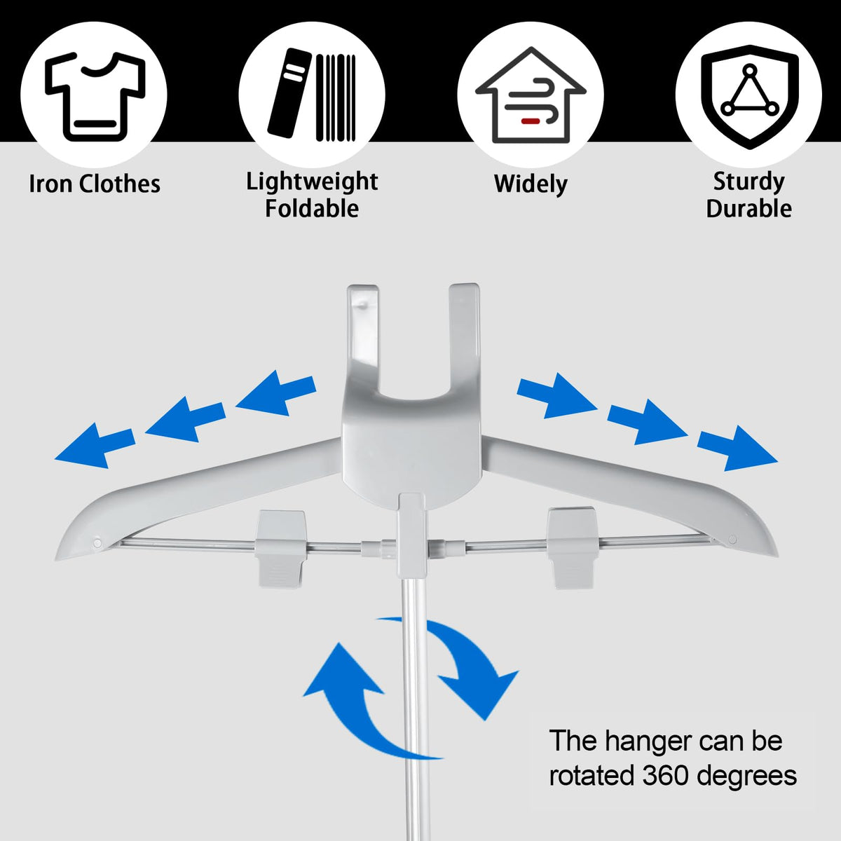 Handheld Garment Steamer Rack, Garment Hanger for Steaming Clothes Stand, Telescopic Garment Steamer Rack, Height Adjustable, Foldable Standing Garment Hanger for Steaming Clothes (grey)