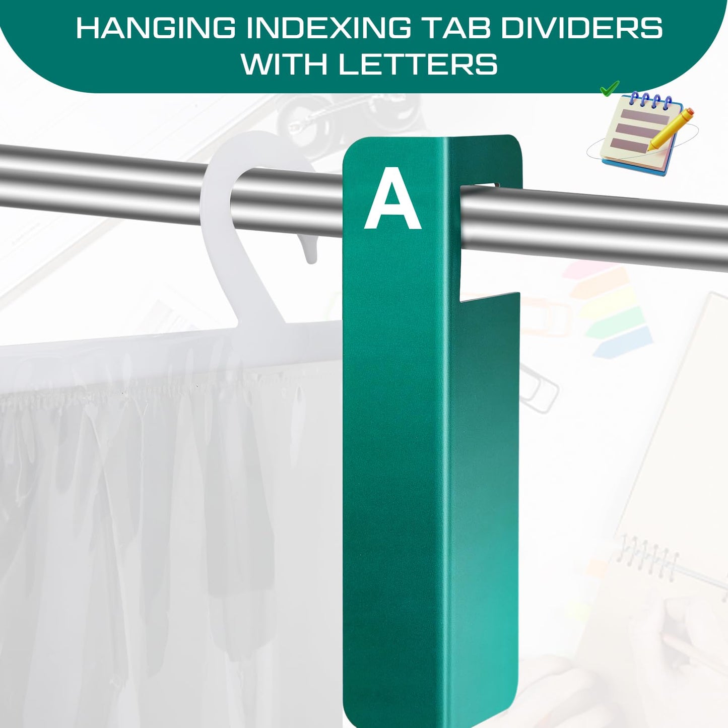 Sayglossy 25 Pcs A-Y Hanging File Folder Index Tabs PVC Alphabet Divider Tabs 6x1.7 Inch for Hanging Filing Cabinet Organization, Classroom, Library, Office