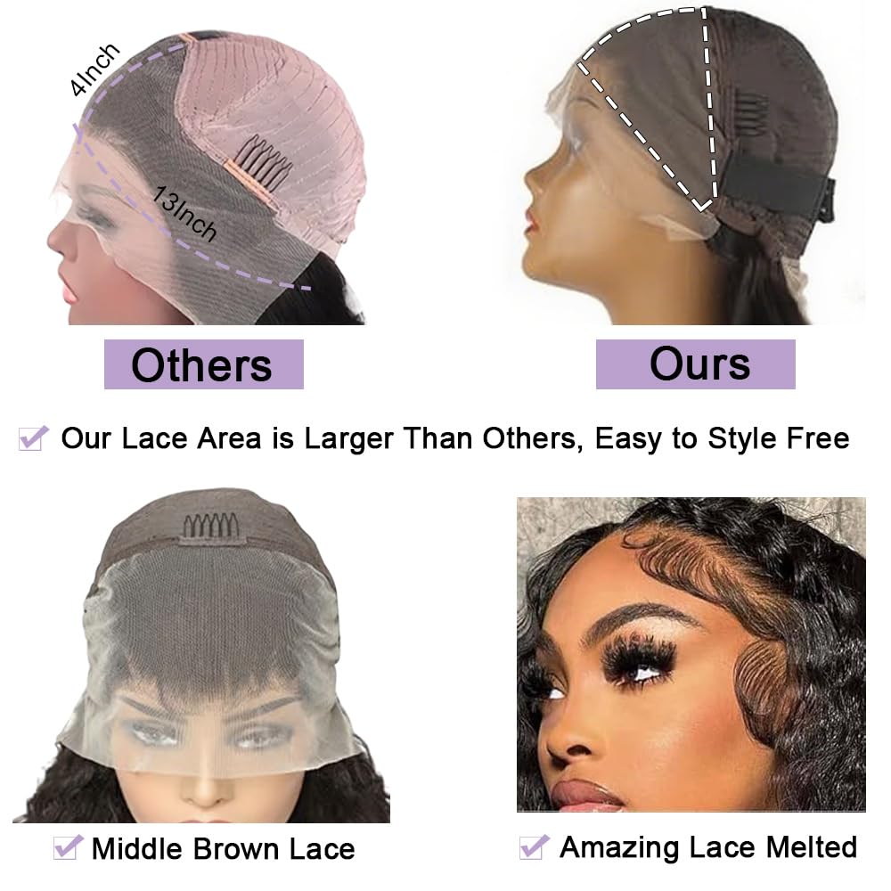 14 Inch Jerry Curly Bob Wig Human Hair 13x4 Middle Brown Lace Front Wig with Baby Hair 180% Density Small Curly Wigs for Black Women Natural Color