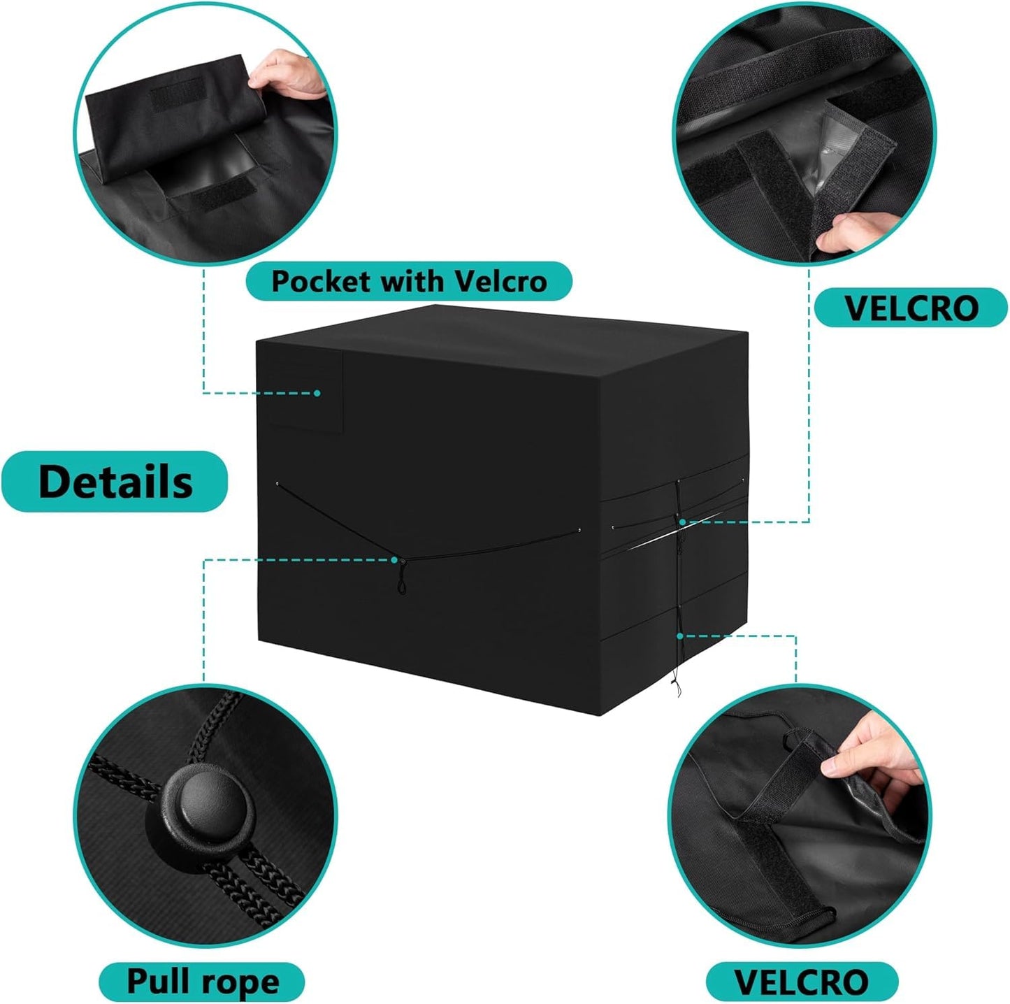 39.7X 33.8X 30.7in Outdoor Pool Heater Cover - 600D Waterproof Pool Thermopump Cover - Adjustable Pool Motor Enclosure Blankets for Pump Outside Units Protection