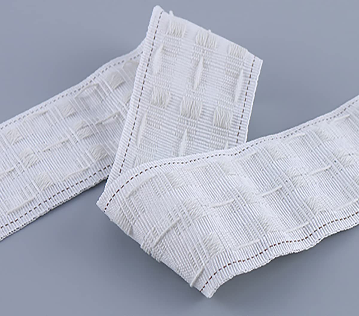 Marcoborthers Curtain Pleating Tape 20 Yards White British Style with 100 Pcs Stainless Steel Curtain Pleat Hook Clip, Perfect for Making Home Decor Projects.