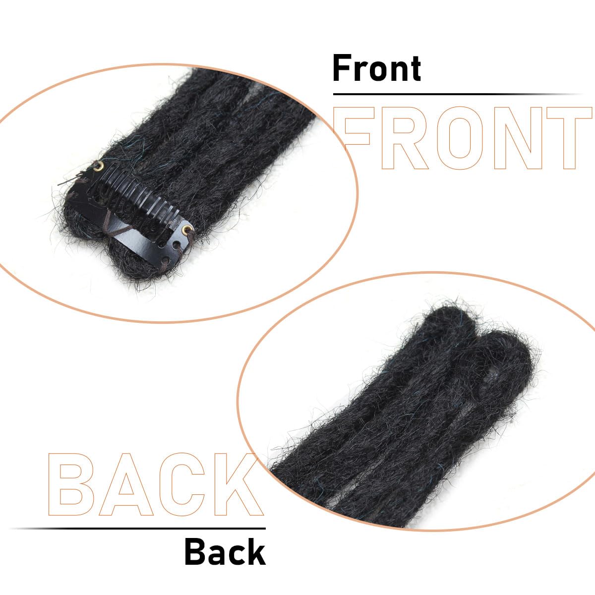 Sangtok 10 PCS Mixed Clip in Dreadlock Extensions, 24 inch Synthetic Dreads Extensions, Thin Straight Dreadlock for Women, 1b-blue
