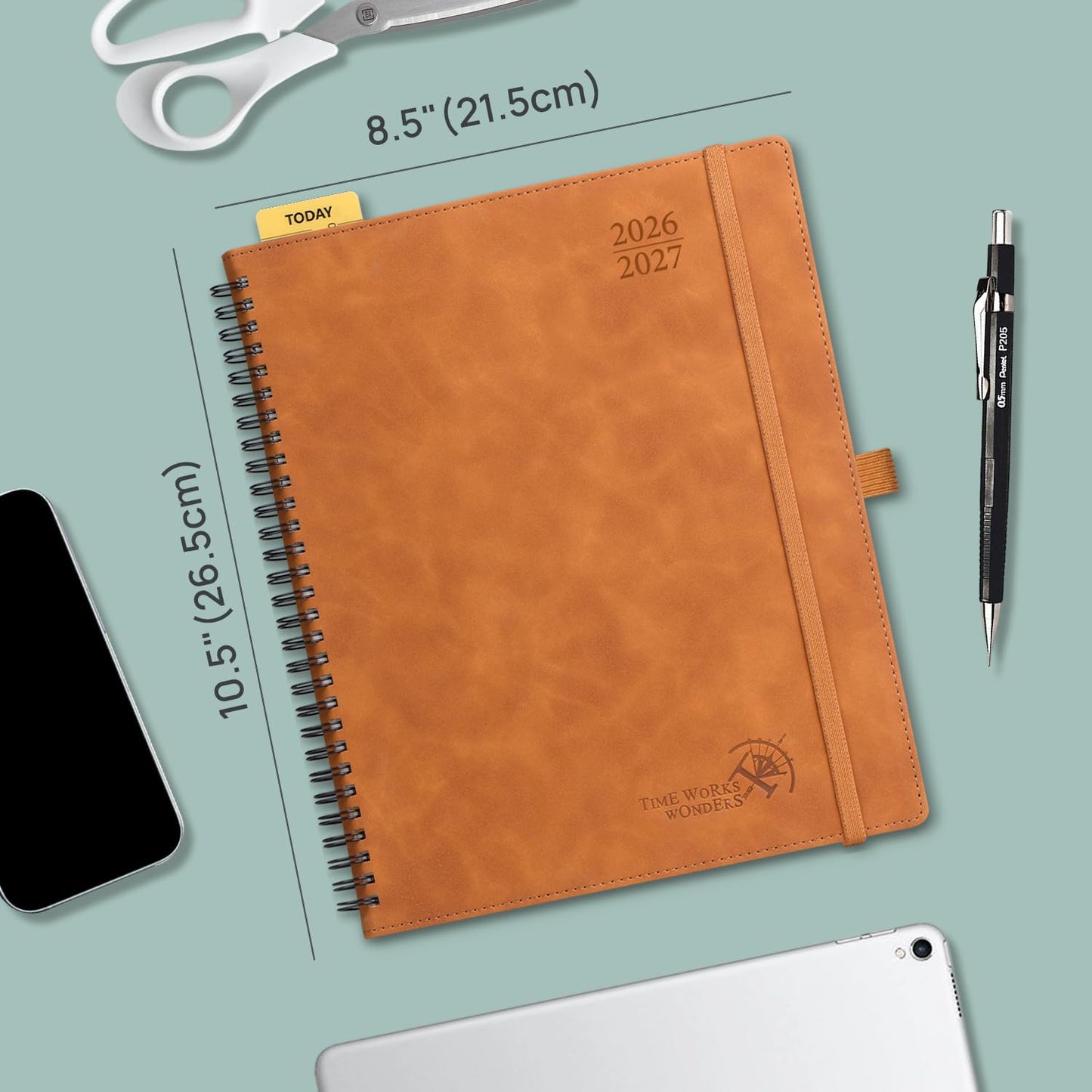 POPRUN 2026-2027 Monthly Planner, Large 8.5" x 10.5", 18 Month Calendar (July 2026 to December 2027) with Expense Tracker, Notes Pages, Sprial Bound, Leather Softcover - Lilac