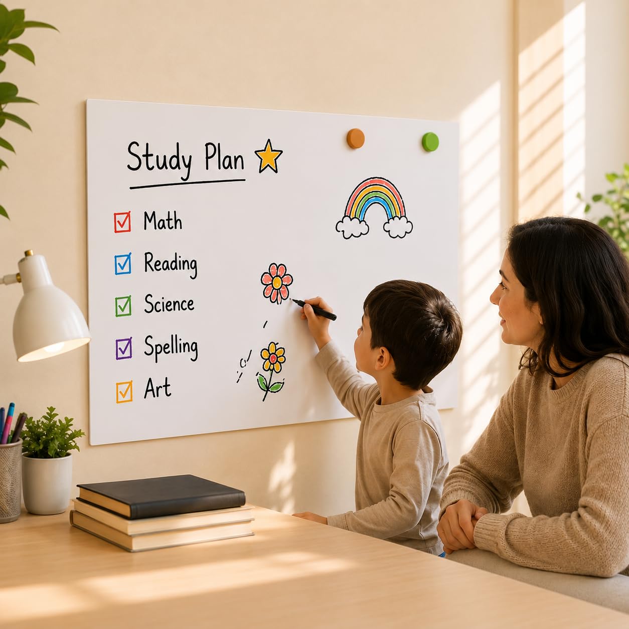 Babenoun Magnetic Whiteboard Contact Paper, 76 * 100cm(30" x 40" Stick on Magnetic Dry Erase White Board Sticker on Wall, Easy to Write for Drawing, School, Office, Kitchen Fridge